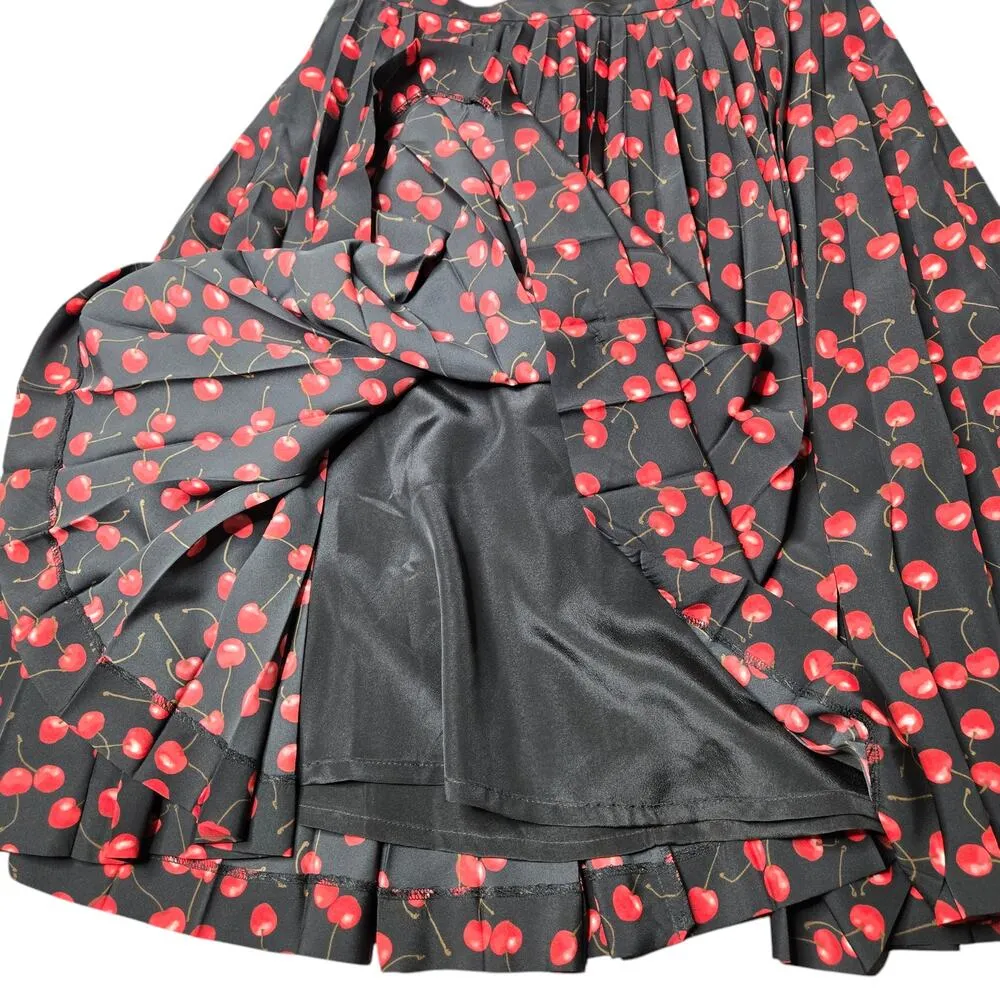 J.Crew Cherry Print Midi Pleated Skirt Size: 4 - Image 3