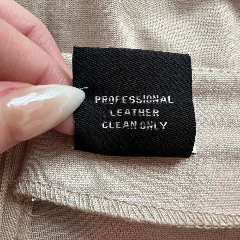 Neiman Marcus khaki leather panel pencil skirt size M - Image 5