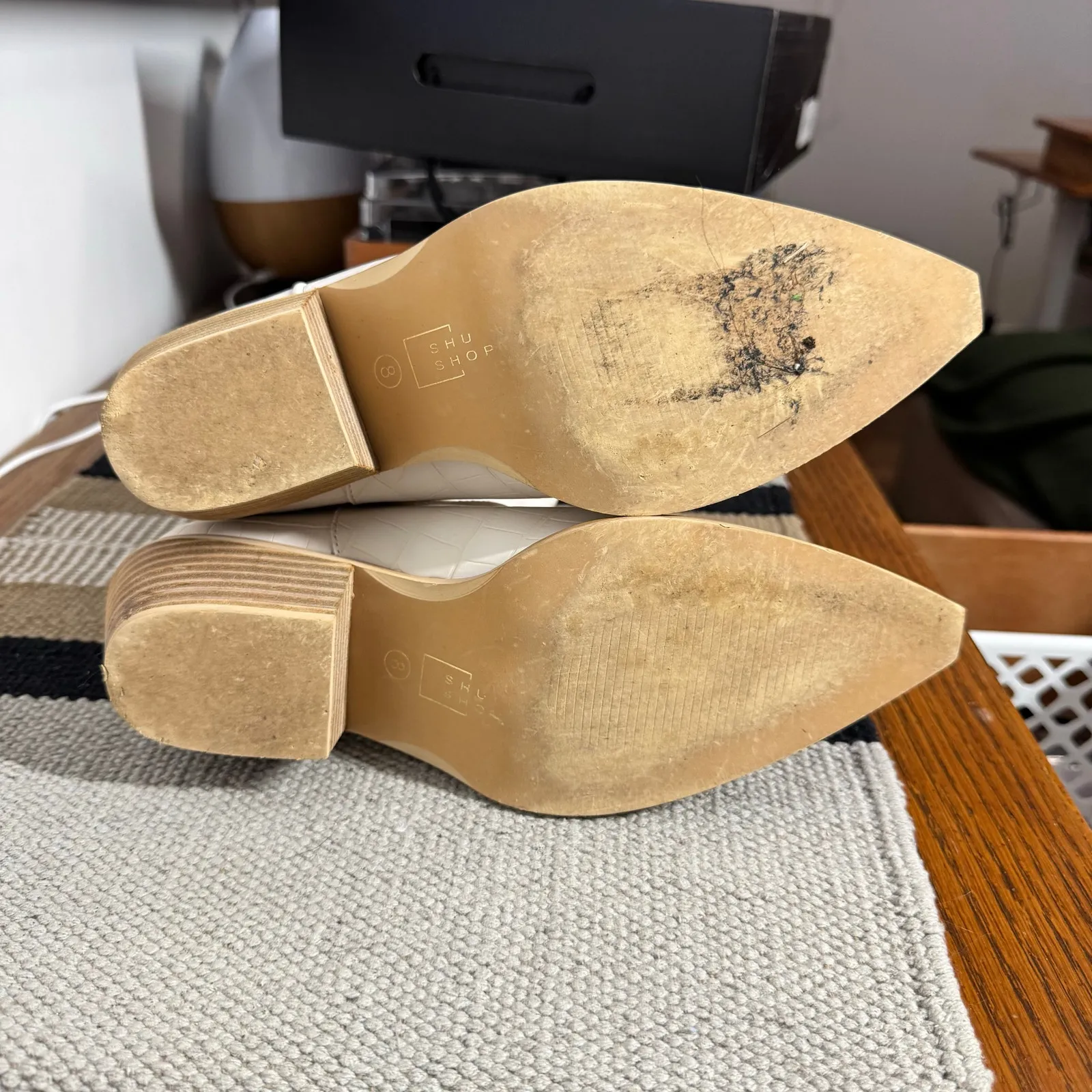 Shu Shop ZouZou Vegan Midi Western Boot Women 8 Bone White Cowgirl Boho Embossed - Image 6