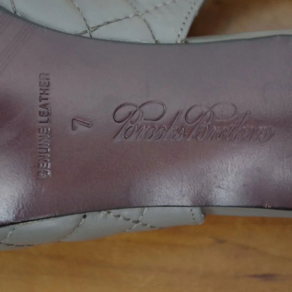 Brooks Brothers Brooks Brother Grey Leather Stitched Pattern Slingback Heels Size 7 - Image 2