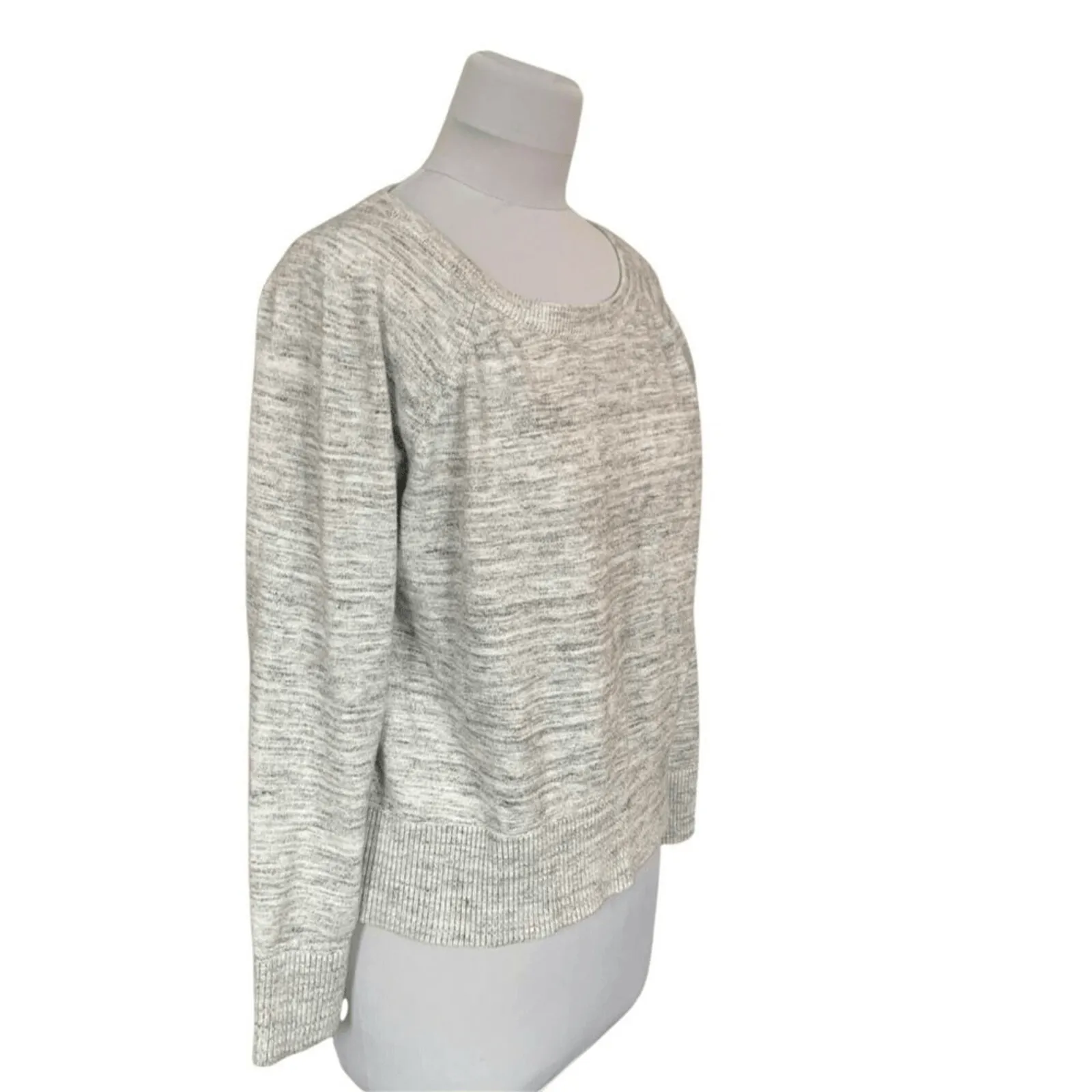 Lou & Grey  Size Medium Ribbed Sweater White Gray 70122 - Image 2