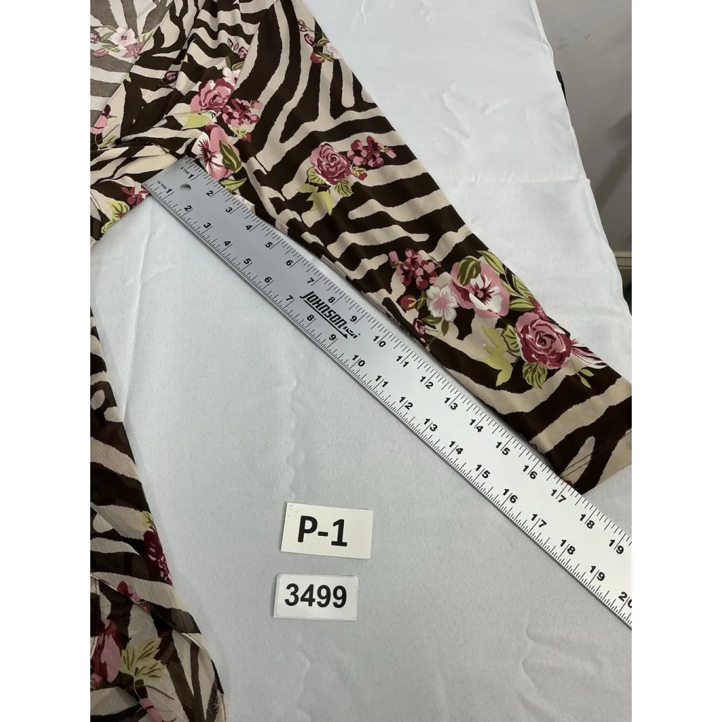 Womans Hope Emma Size 2x Brown Beige Pink Floral Long Sleeve Sheer Kimono Tan - Image 6