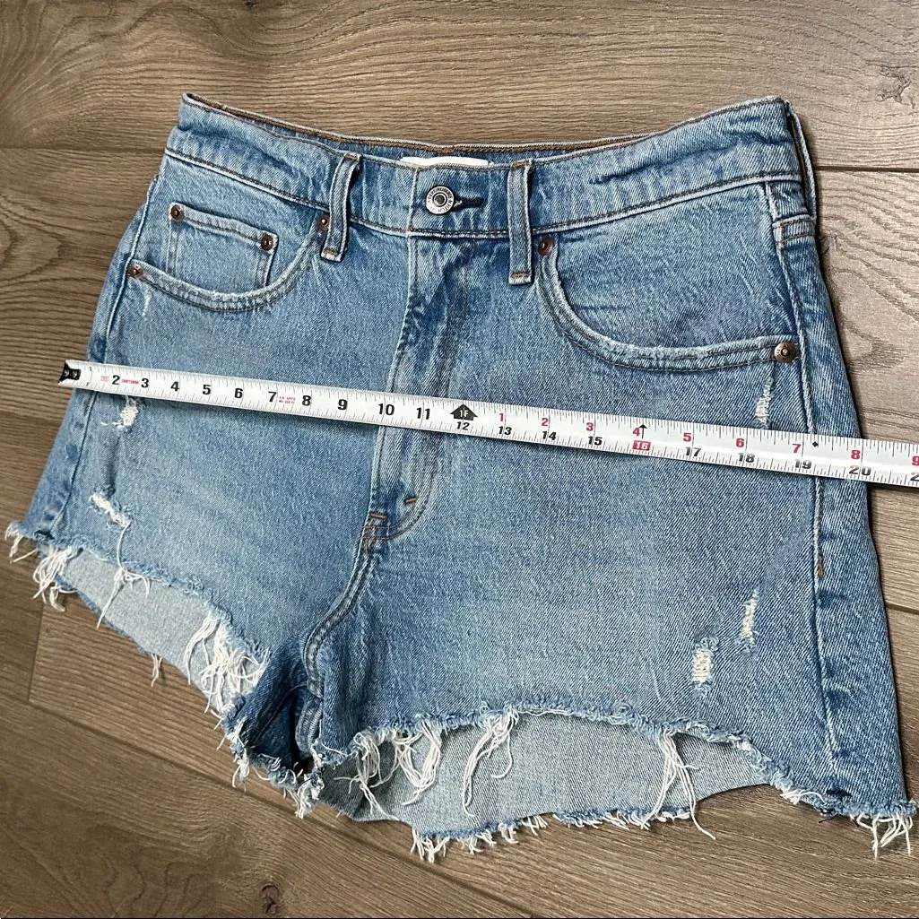 Abercrombie & Fitch The Mom High Rise Curve Love Blue Stretch Jean Shorts 30 - Image 6