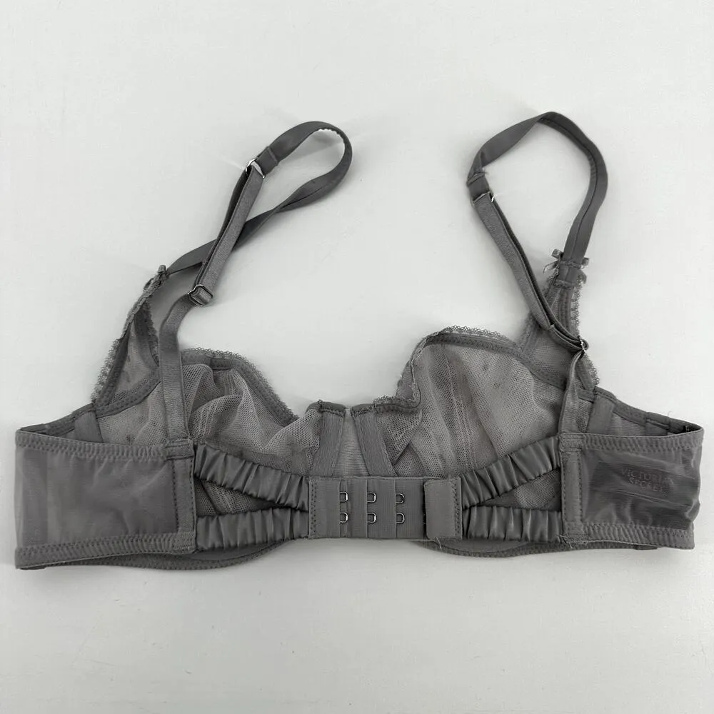 Victoria's Secret Unlined Balconette Bra Dream Angels Lace Underwire Silver 32B - Image 6