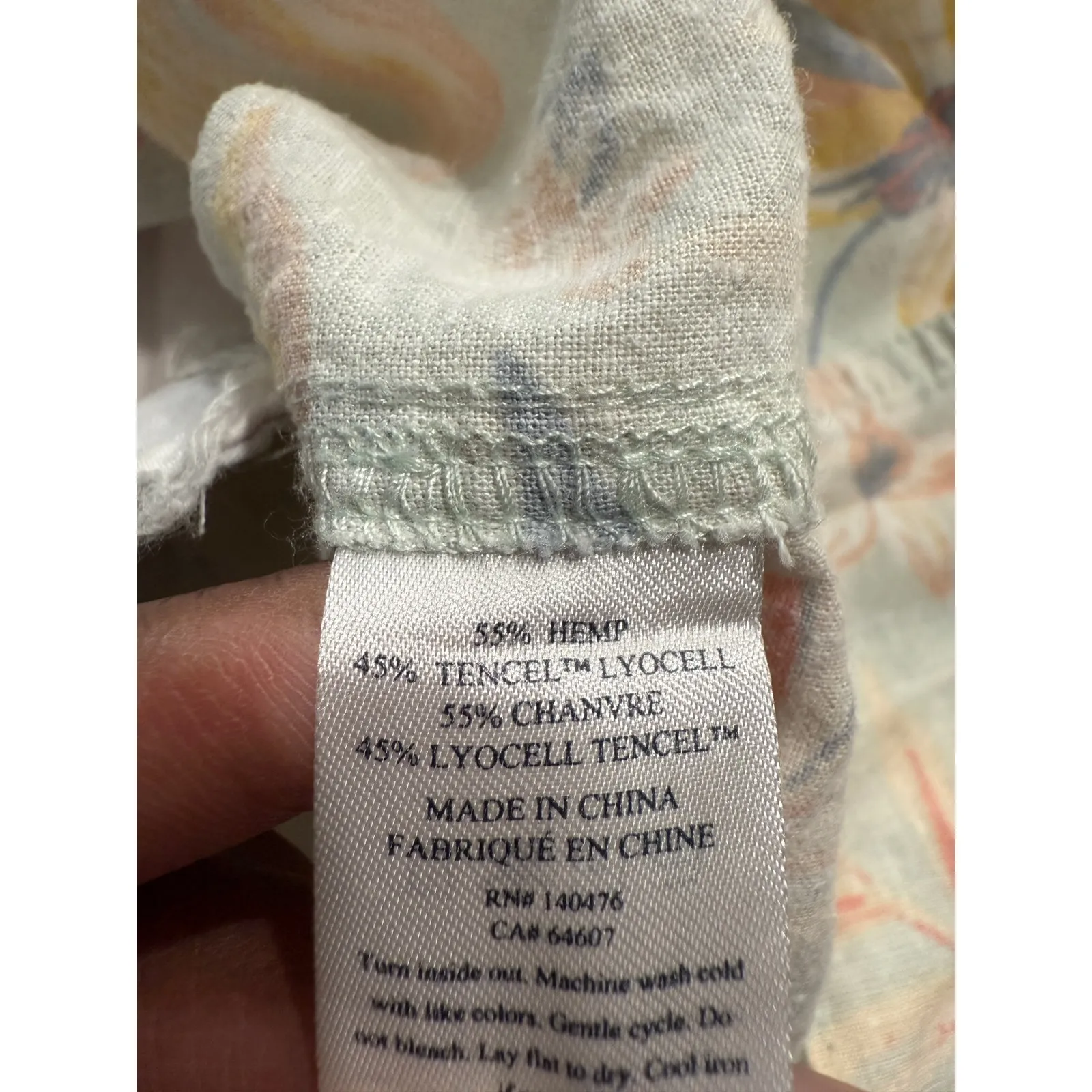 Faherty Isha Mini Dress Sky Coastal Floral Hemp Tencel Blend Pockets size xs Tan - Image 4