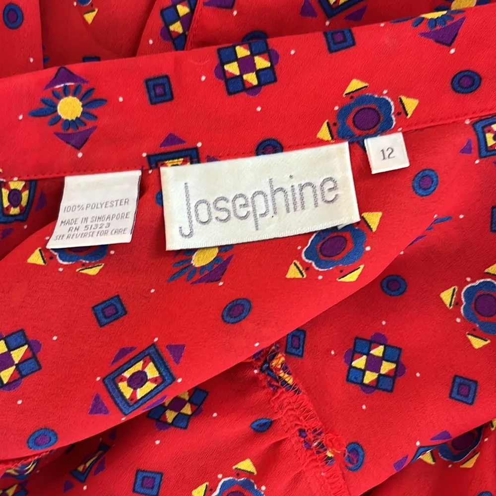 Vintage Josephine Red Asymmetrical Southwestern Blouse Size 12 - Image 10