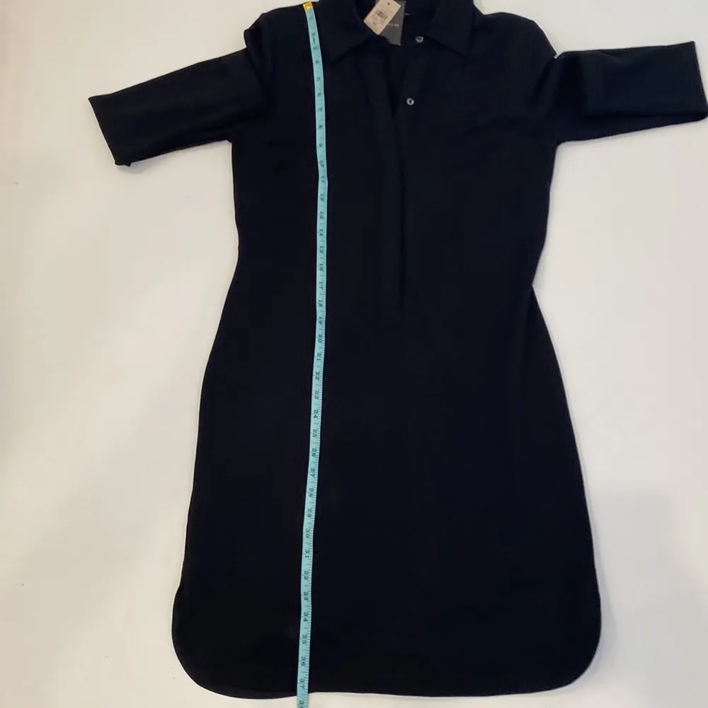 Ann Taylor Black Collared Half Button Down Midi Shirt Dress NWT Sz M Rayon - Image 11