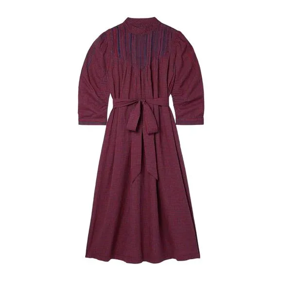 DÔEN Ranger Belted Organic Cotton Midi Dress Rossendale Valley Plaid Size Small - Image 2