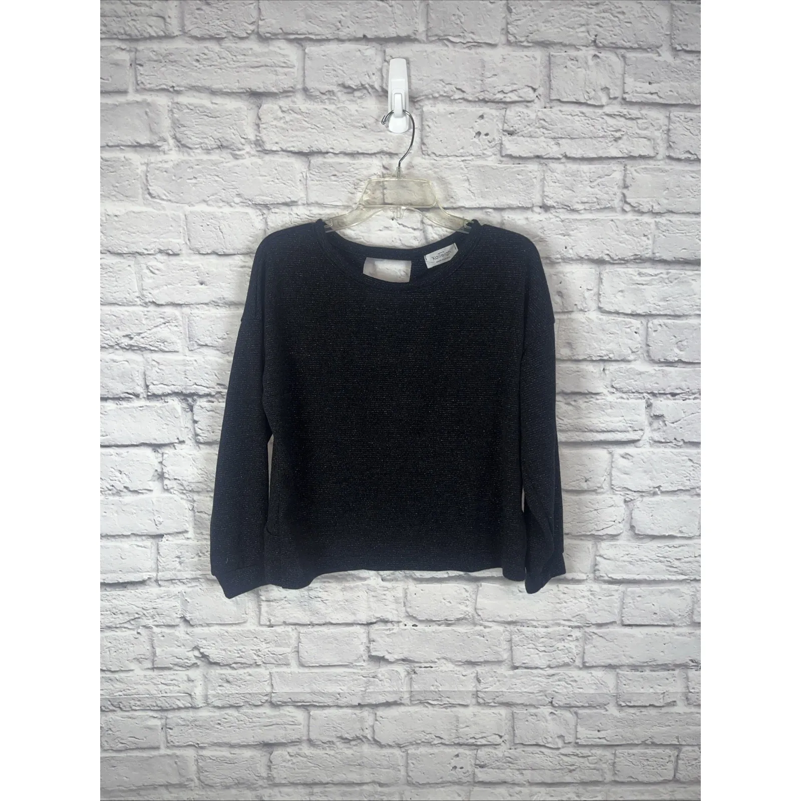 Kaileigh Women's NWOT Black Sparkle Open Back Holiday Dressy Sweater Size PS - Image 6