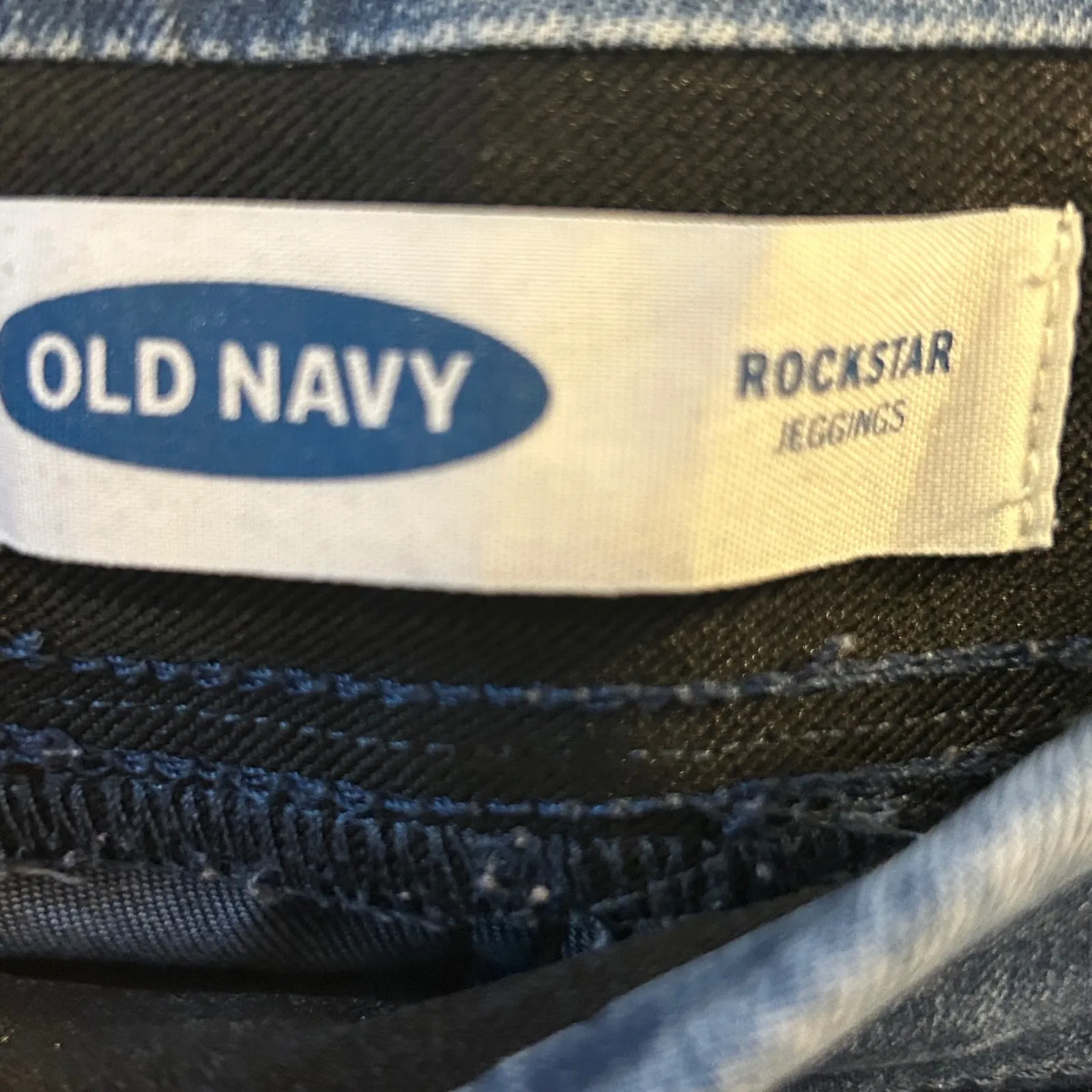 Old Navy Rockstar Jeggings Blue Wash Denim Stretch Elastic Waist Size 8 Short - Image 3