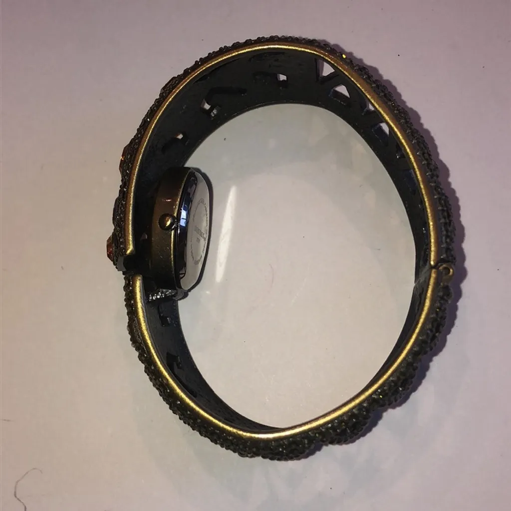 Heidi Daus CZ Rhinestones Hidden Watch Bangle Bracelet Gold - Image 6