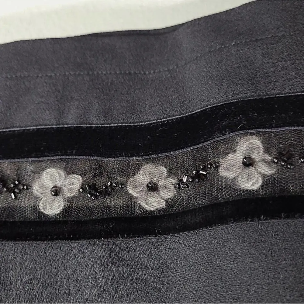 Moschino Pencil‎ Skirt Womens 8 Black With Floral Embroidery - Image 3