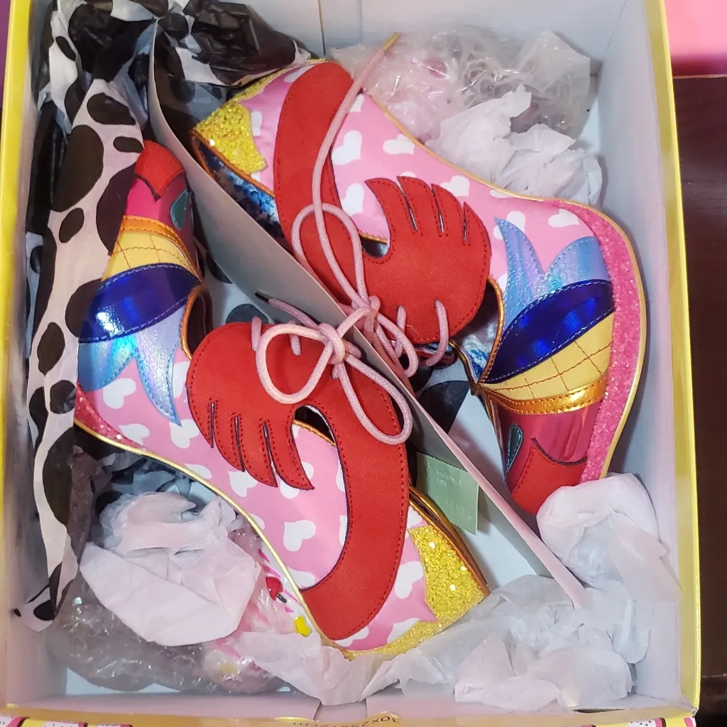 Brand New Rare Irregular Choice Deckchair Diva in pink red yellow sz 39 - Image 7