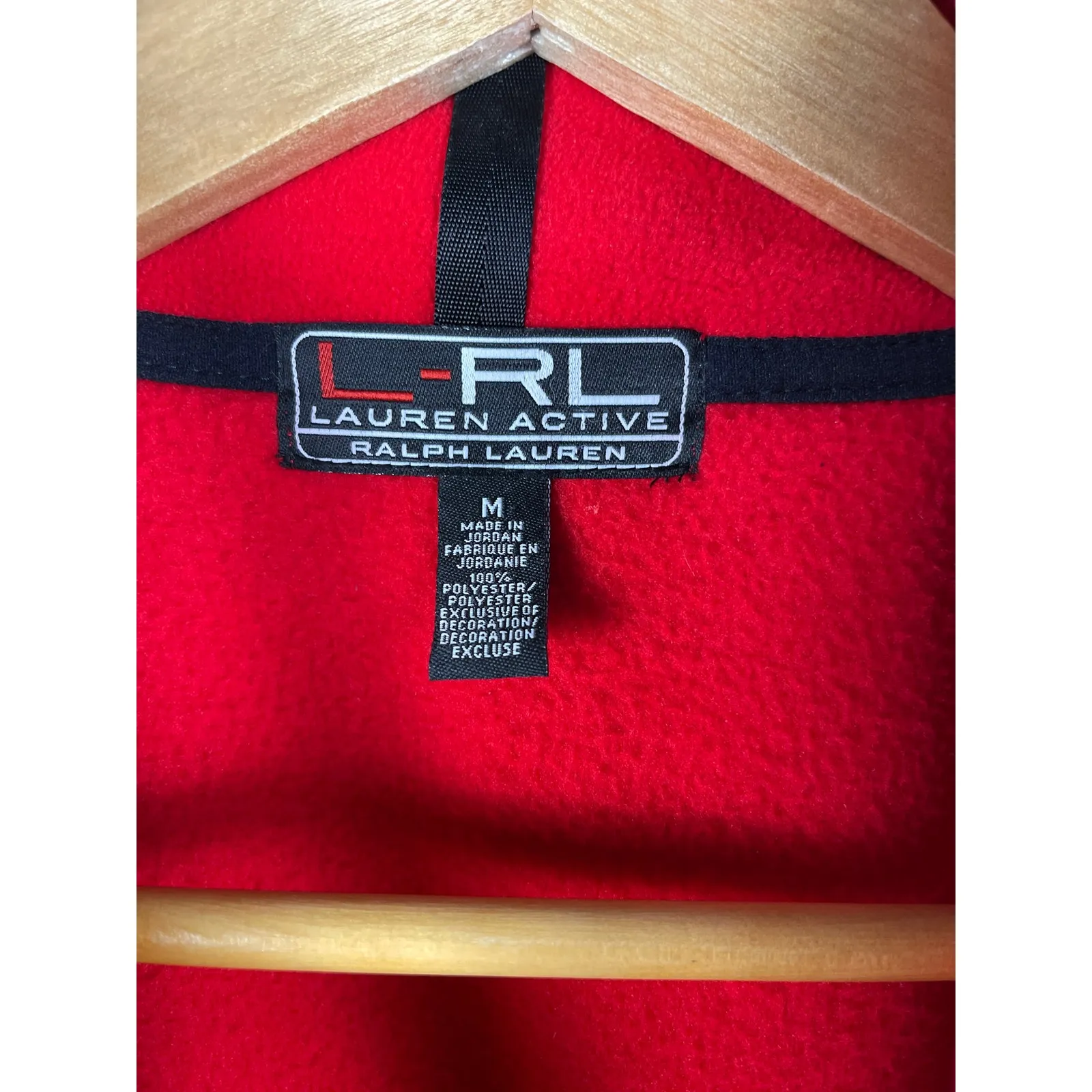 Lauren Active Ralph Lauren Bright Red Full Zip Fleece Black Details Size Medium - Image 7