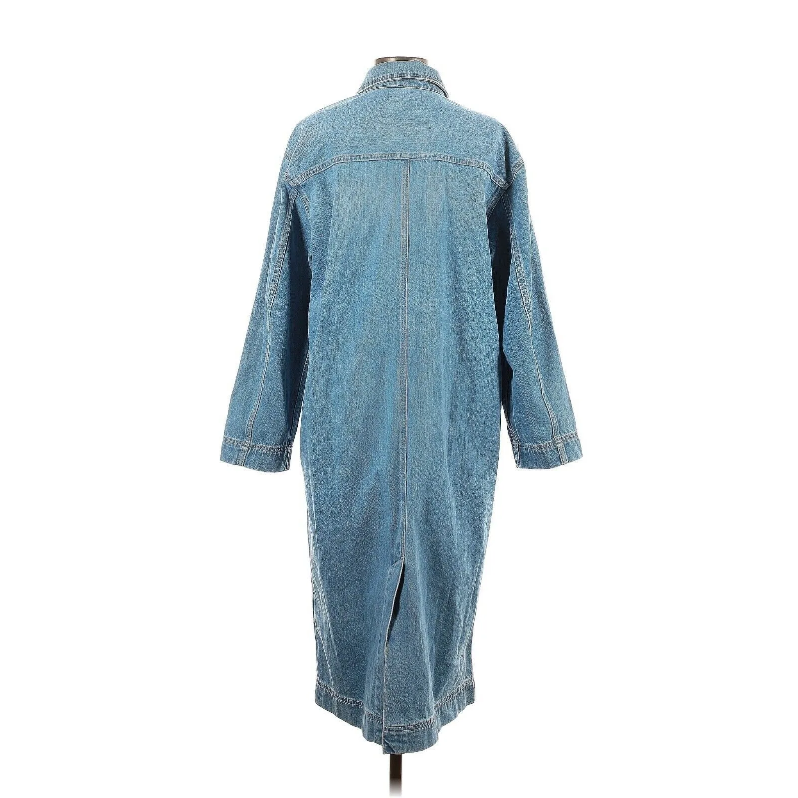 Madewell  Solid Blue Long Sleeve Denim Dress - S - Image 2