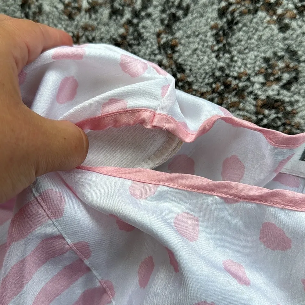 Vintage Rafael Windbreaker Ruched Top & Pants Polka Dot Pink White Small - Image 6