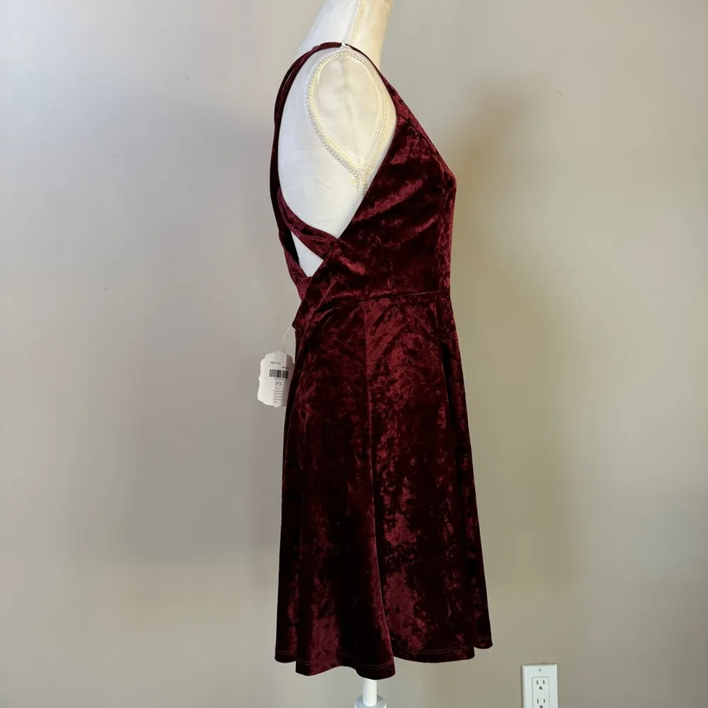 NWT Altar'd State Hennepin Velvet Skater Dress in Wine Tasting (burgundy red) L - Image 7