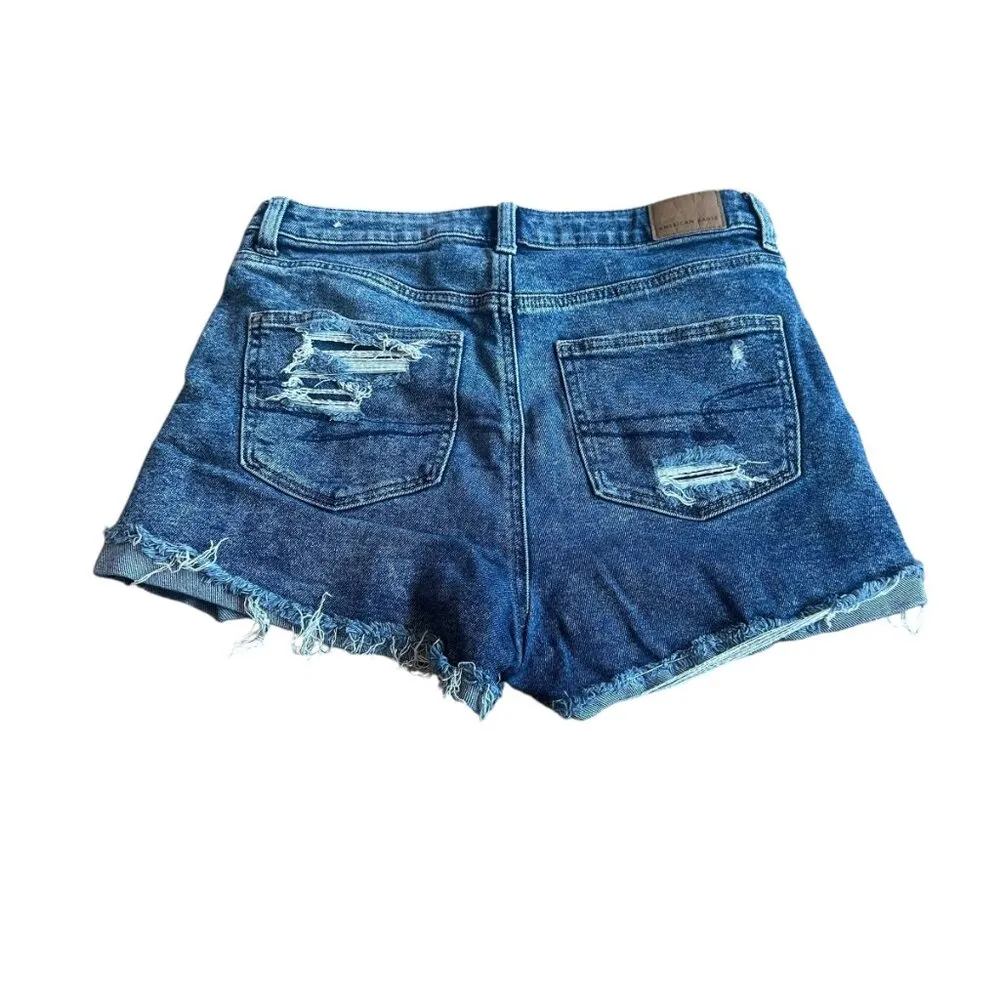 American Eagle Mom Shorts Distressed Denim Cutoff Cuffed Hem Size 8 Women's - Image 7