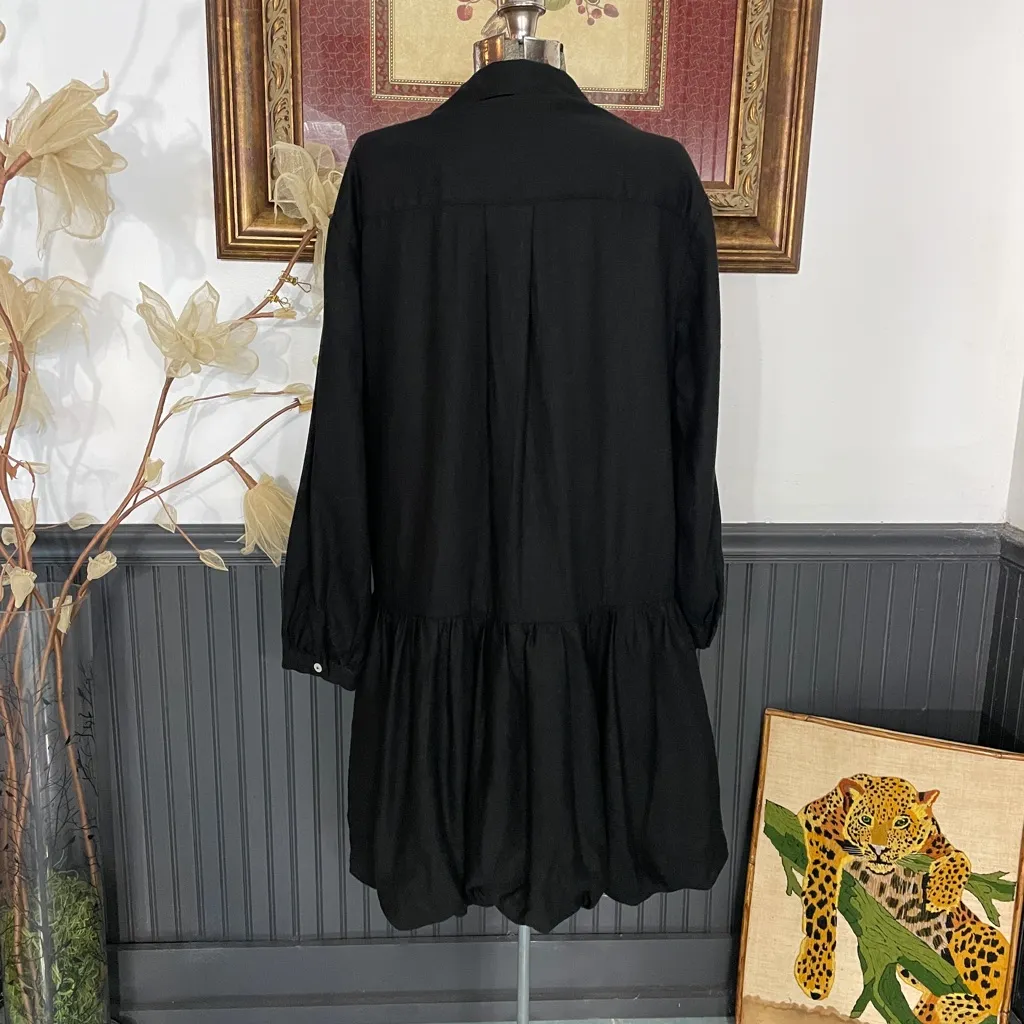 Cynthia Rowley Linen-Blend Button Up Drop Waist Bubble Hem Shirt Dress- M 💚🎀 - Image 6