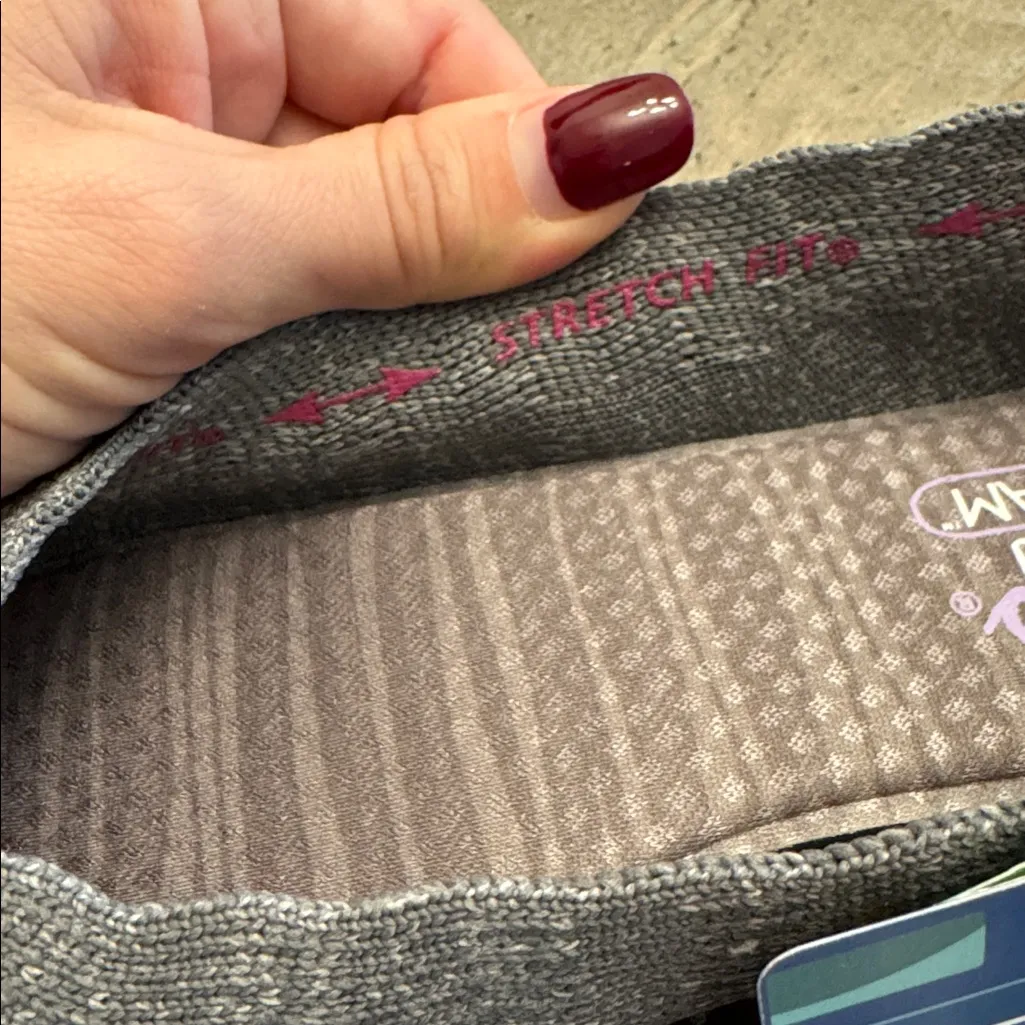 Skechers Women's Air Cooled Memory Foam Vegan Gray Flats - Image 3