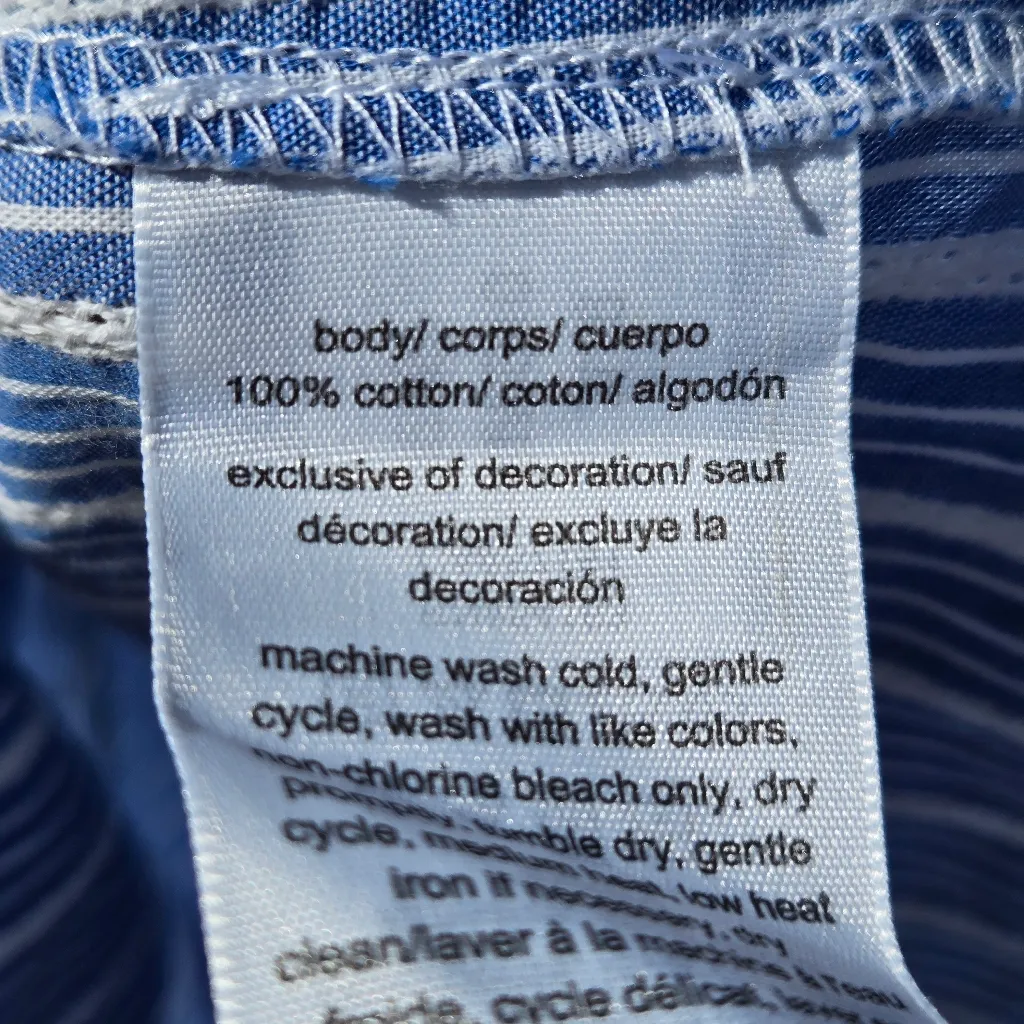 Tommy Hilfiger blue striped Partial button blouse Top M - Image 7