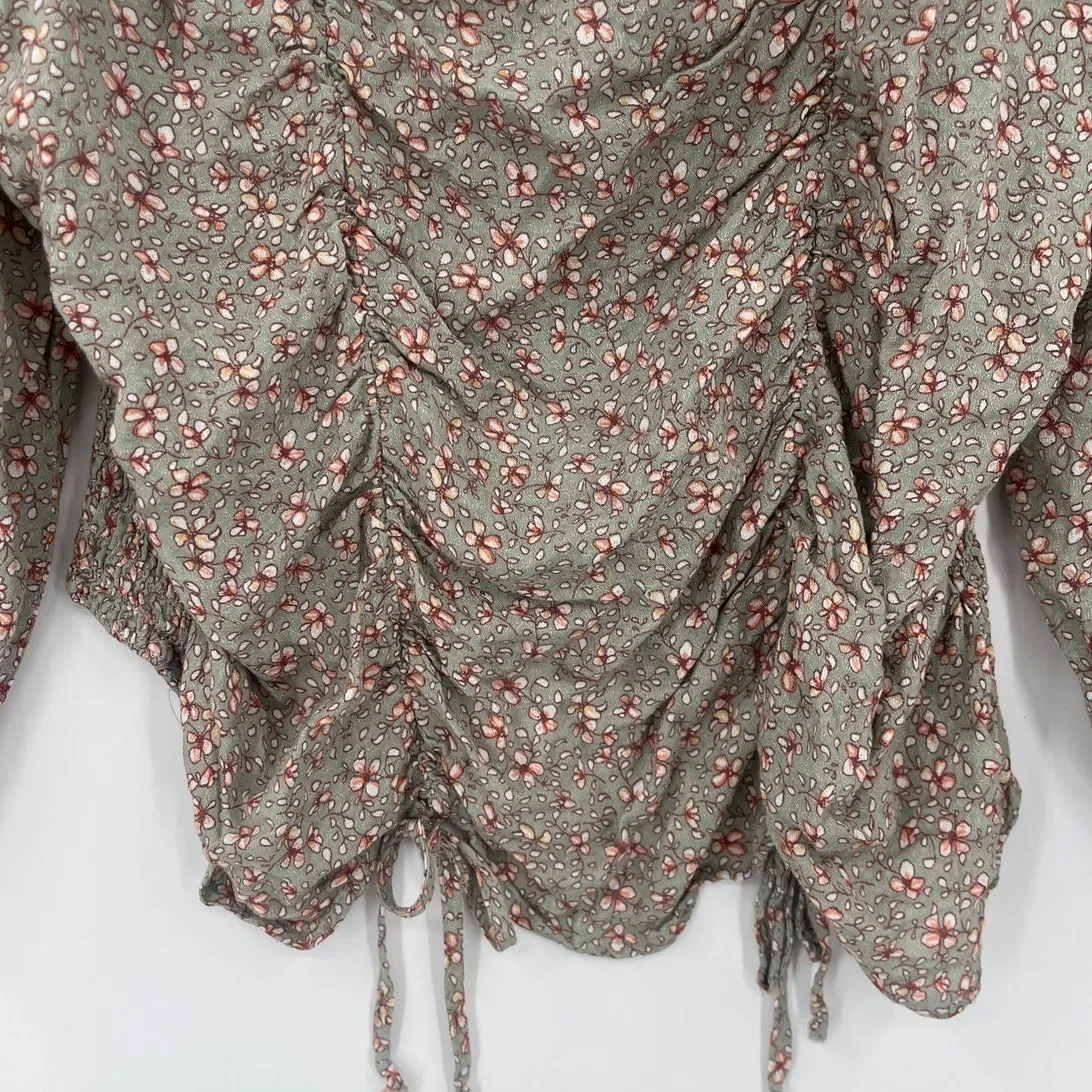 Liberty Love Milkmaid Womens Top Sz Xl Sage Cottagecore Boho Prairie Smocking - Image 4