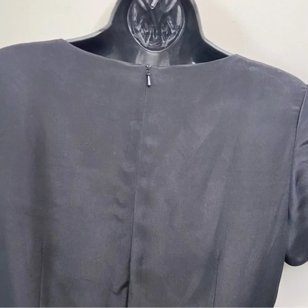 Shomi 100% Silk 80s Art Color Block Black Dress Size 4 Petite - Image 4