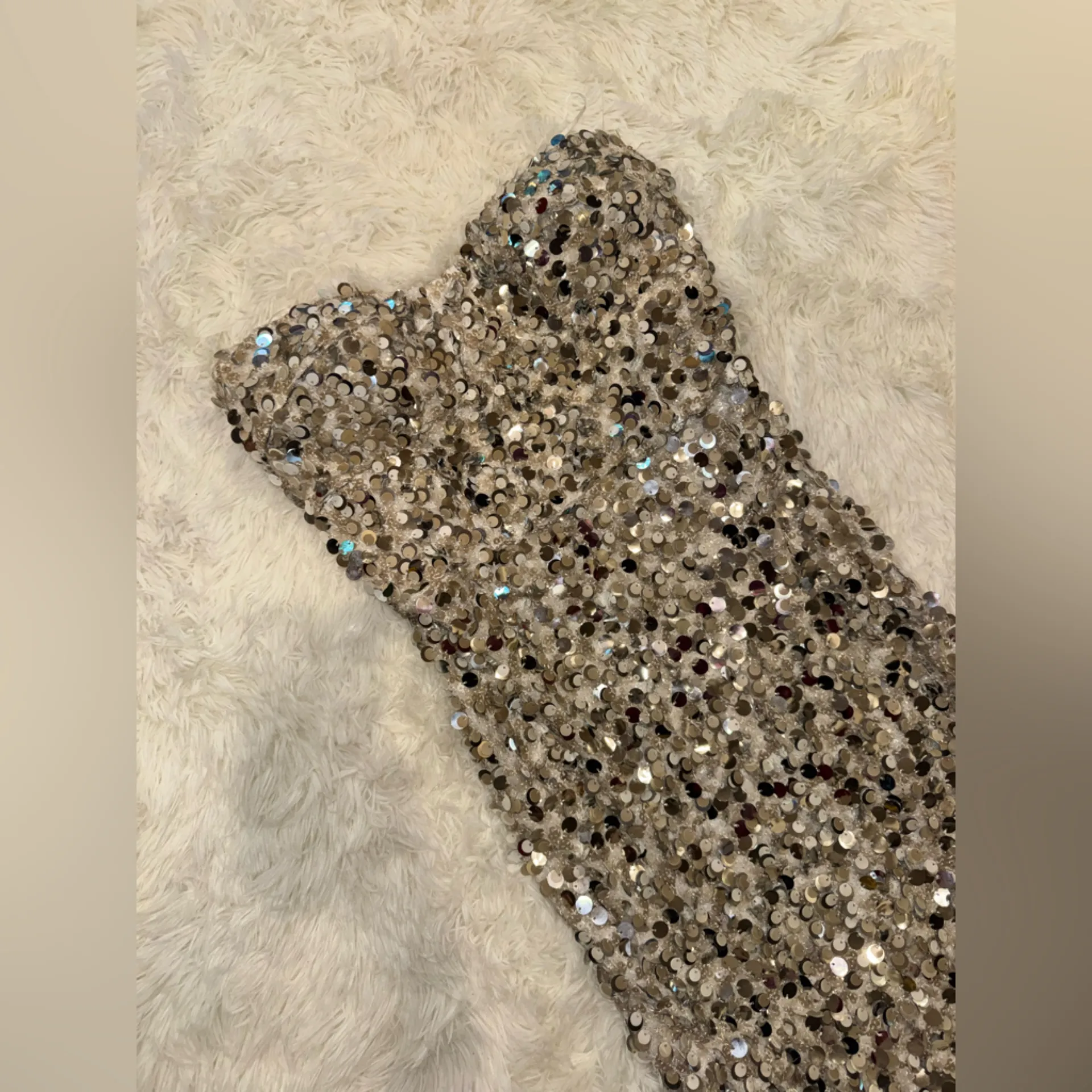 NEW Dress The Population Vada Paillette Strapless Off White Multi Gown Sz L - Image 7