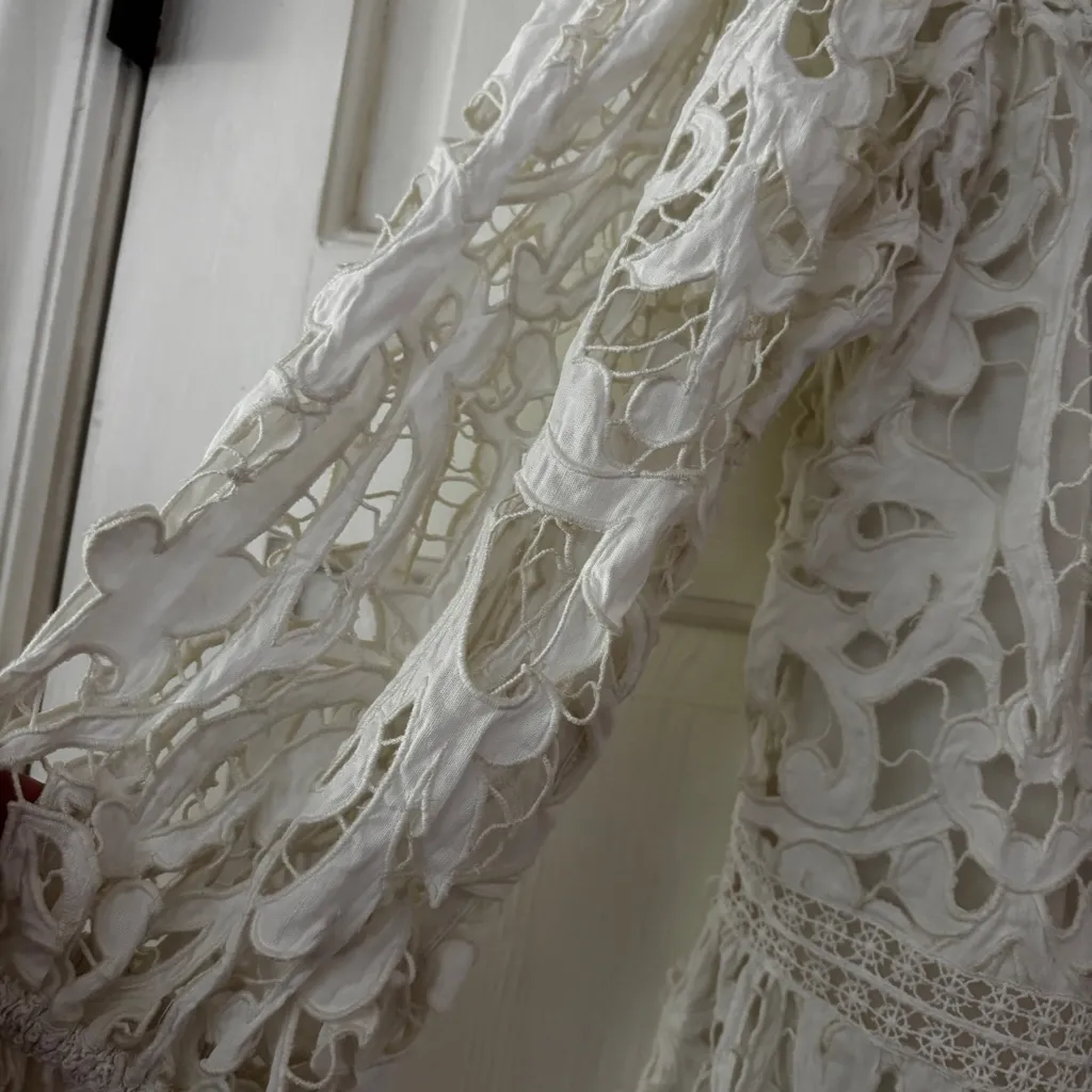 Ulla Johnson Albertine Dress Linen Lace Long Sleeve Pristine Guipure Size‎ 2 XS - Image 5