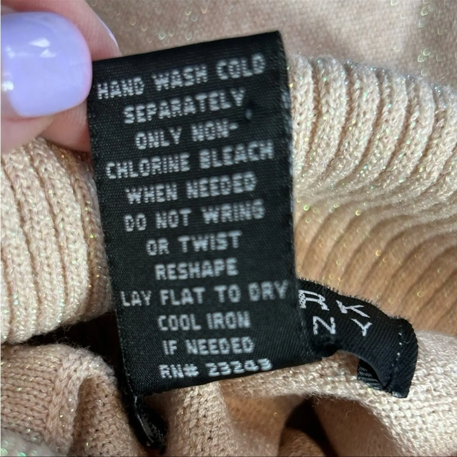 New York & Company Y2K Pink Rose Gold Glitter Turtleneck Sweater Small - Image 11