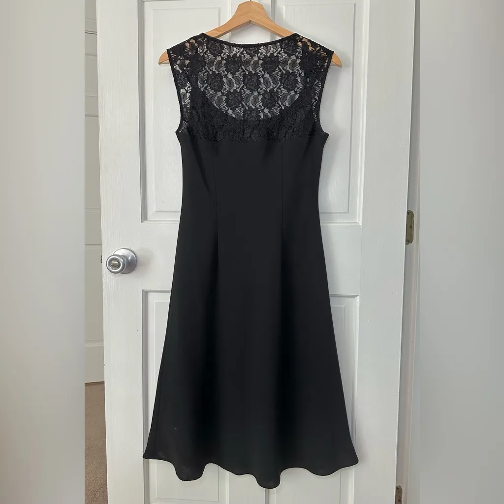 Jones Wear A-Line Empire Black Lace Jeweled Cocktail Party Midi Dress Size 6 - Image 5