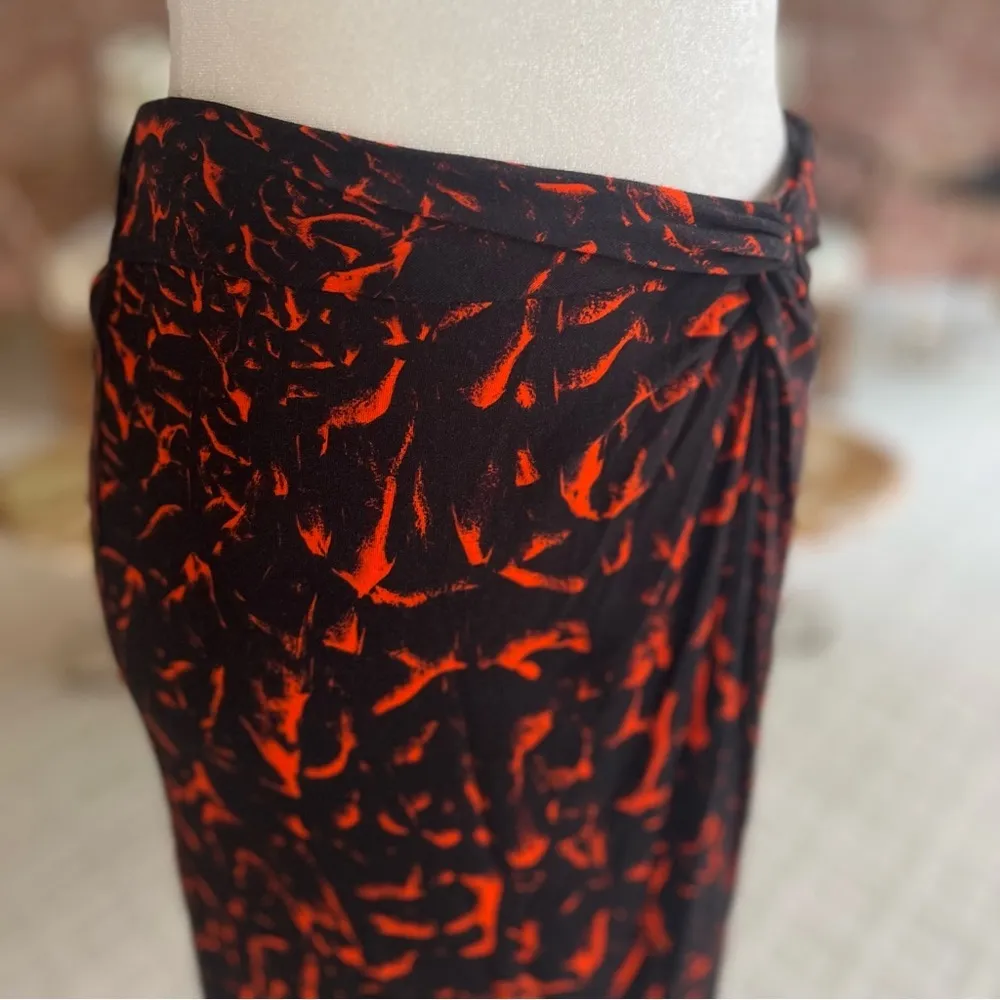 Helmut Lang Strata Skirt Twist Knot Asymmetrical Drape Black Midi M High Waist - Image 13