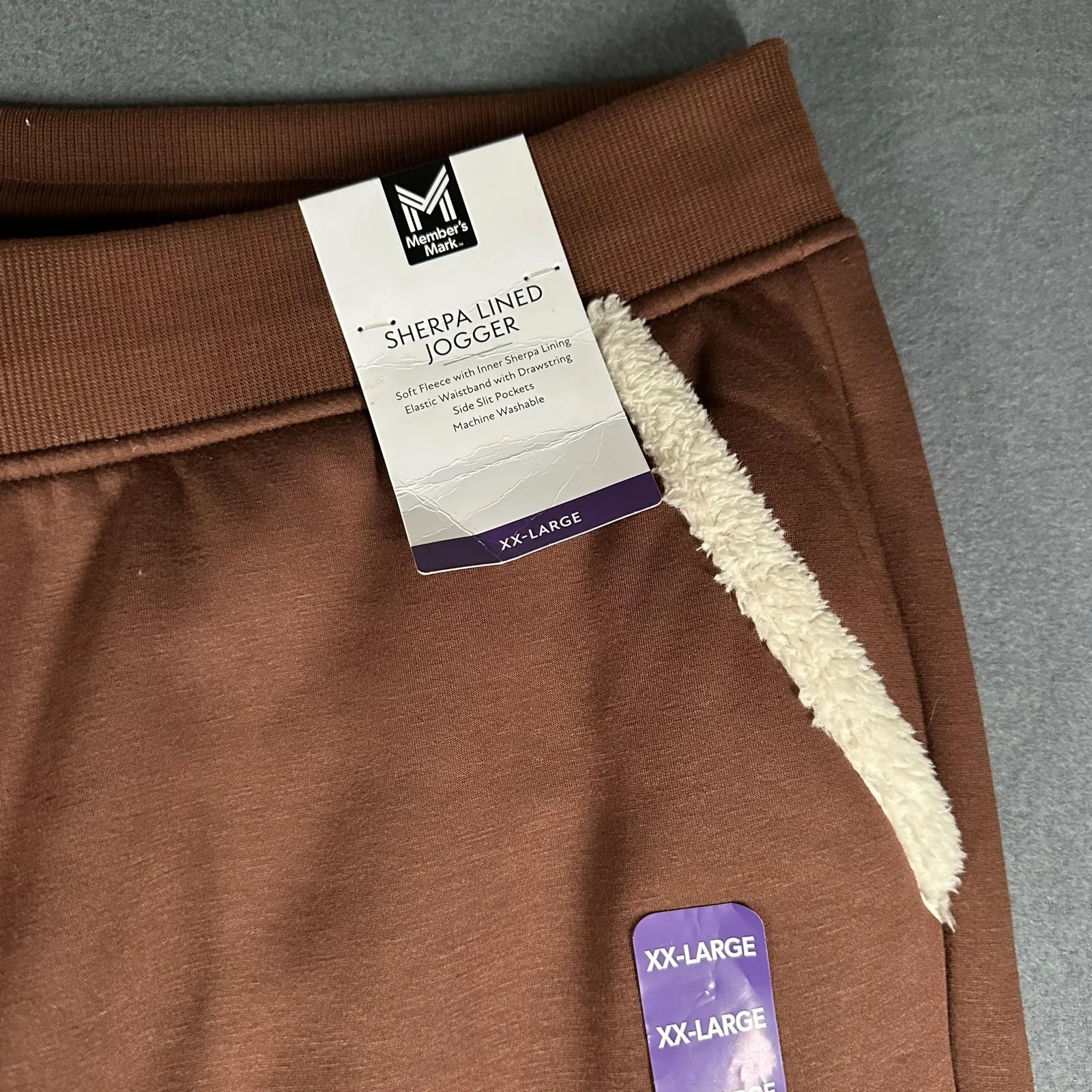 Members Mark Sherpa Lined Jogger Pants Womens XXL Brown Cinnamon Stick Fleece - Image 5