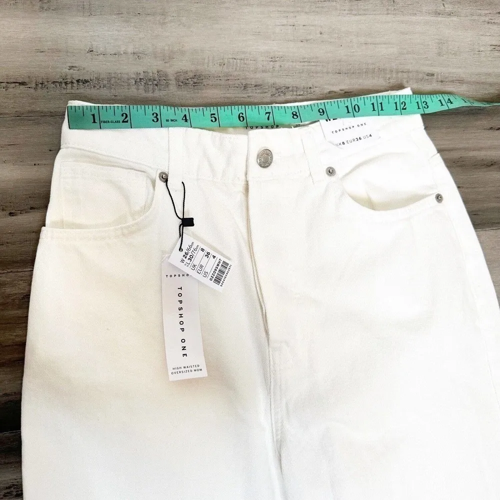 NWT Topshop One High Waist Mom Jeans Women's White Size W 26 L 30 Size 4 - Image 5