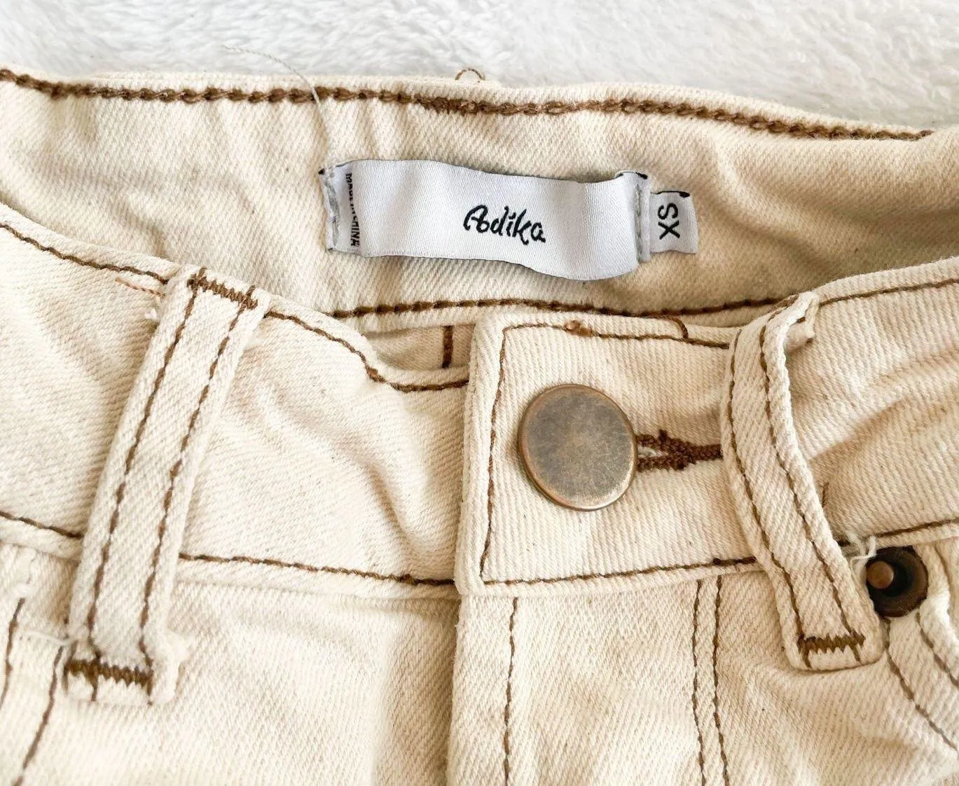 Adika Beige High Waisted Straight Jeans - Image 2
