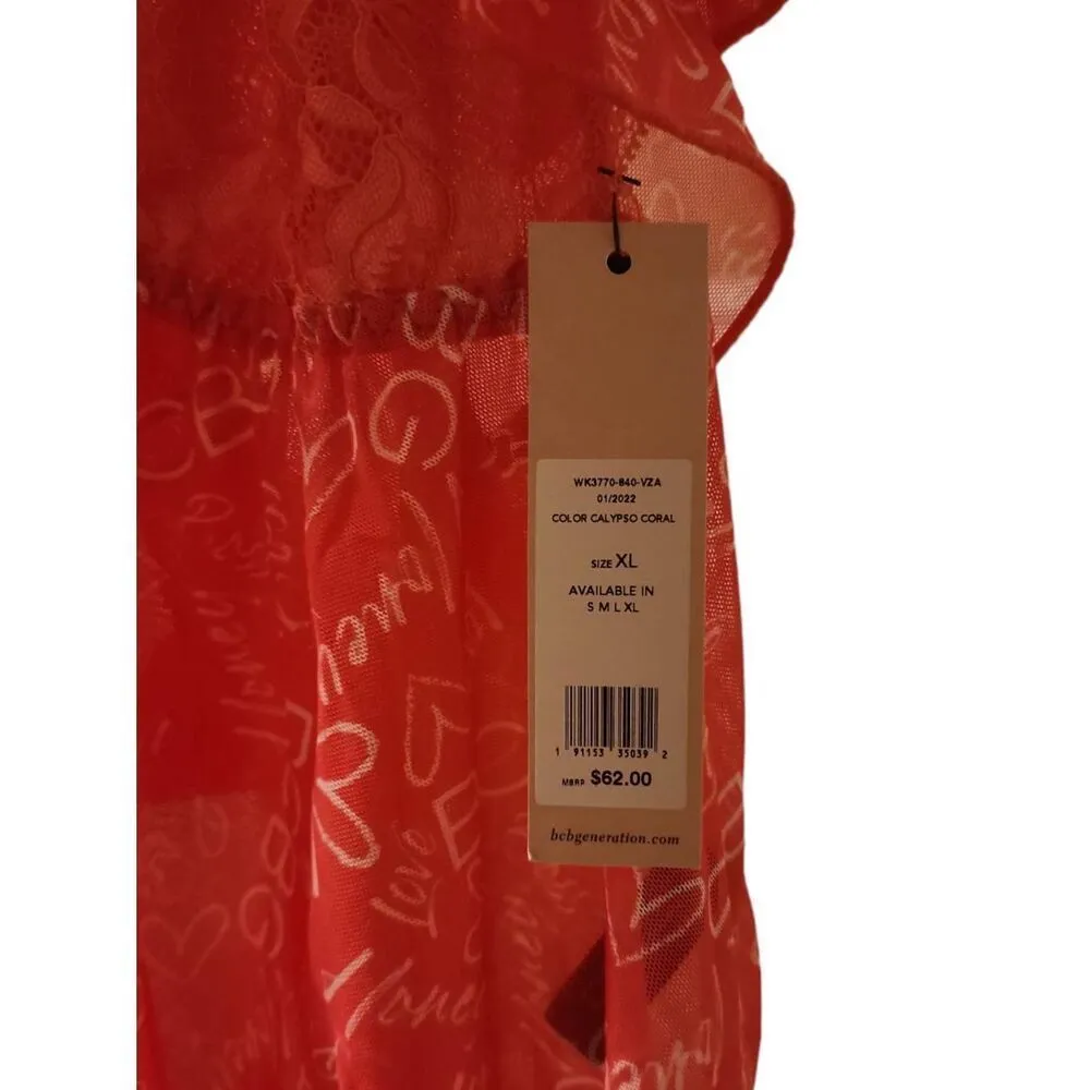 NEW BCBG Women's Pink Lacey Babydoll Cami & Bottoms sz XL‎ Romantic Lounge Sleep - Image 7