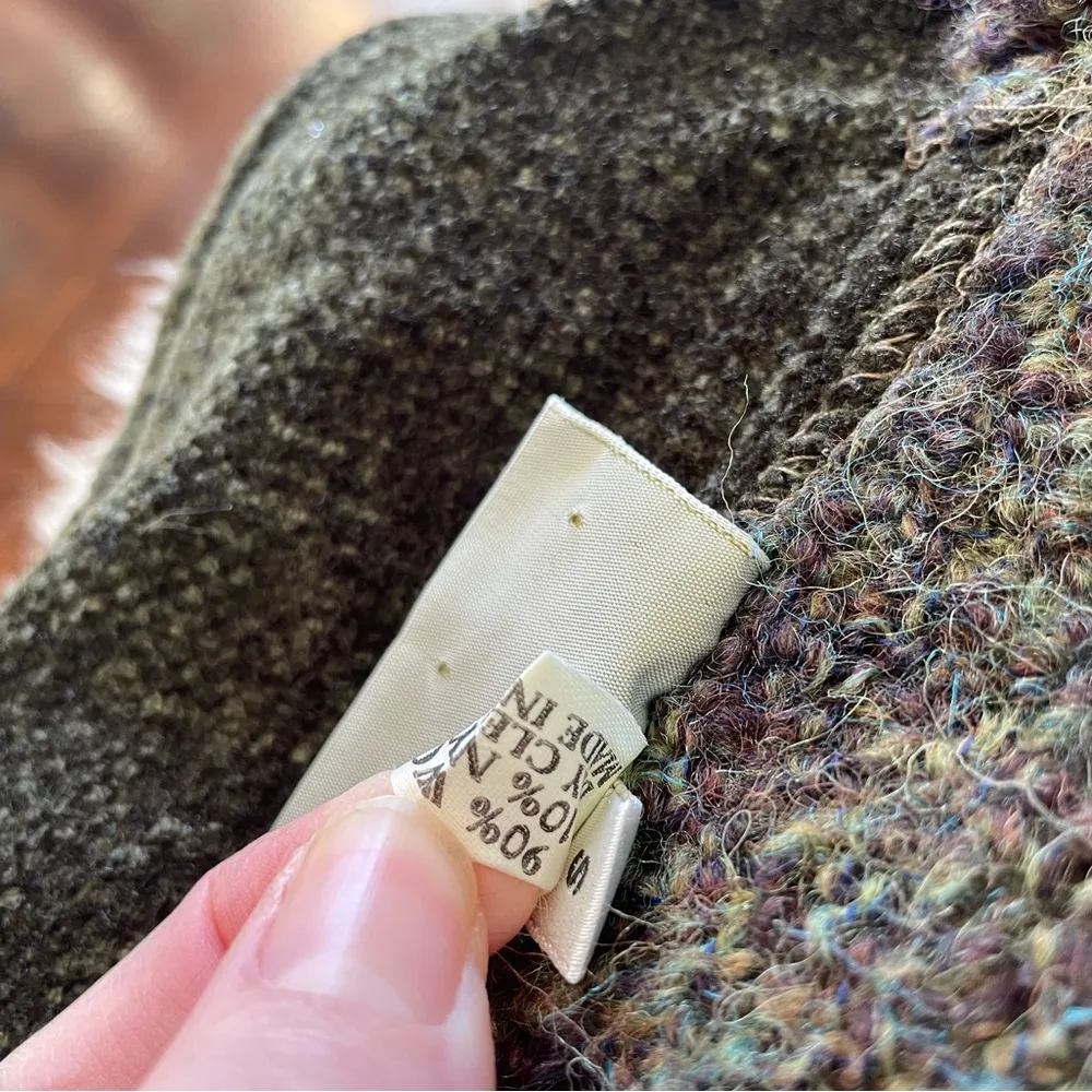 Weave of the Irish Boucle knit Irish cardigan dark green boxy size small - Image 7