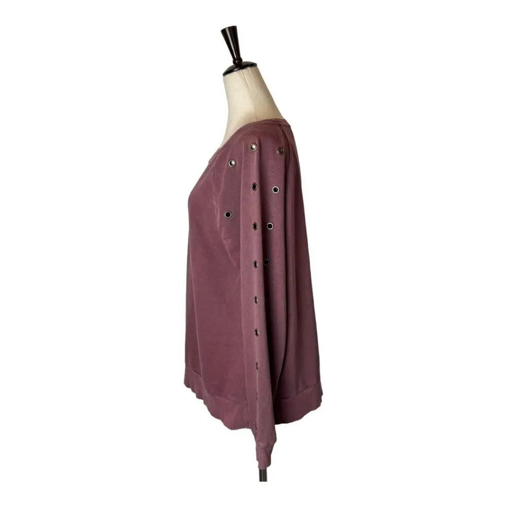 Joe's Jeans Collection Sweatshirt Women Small Mauve Purple Izzy Grommet Pullover - Image 7