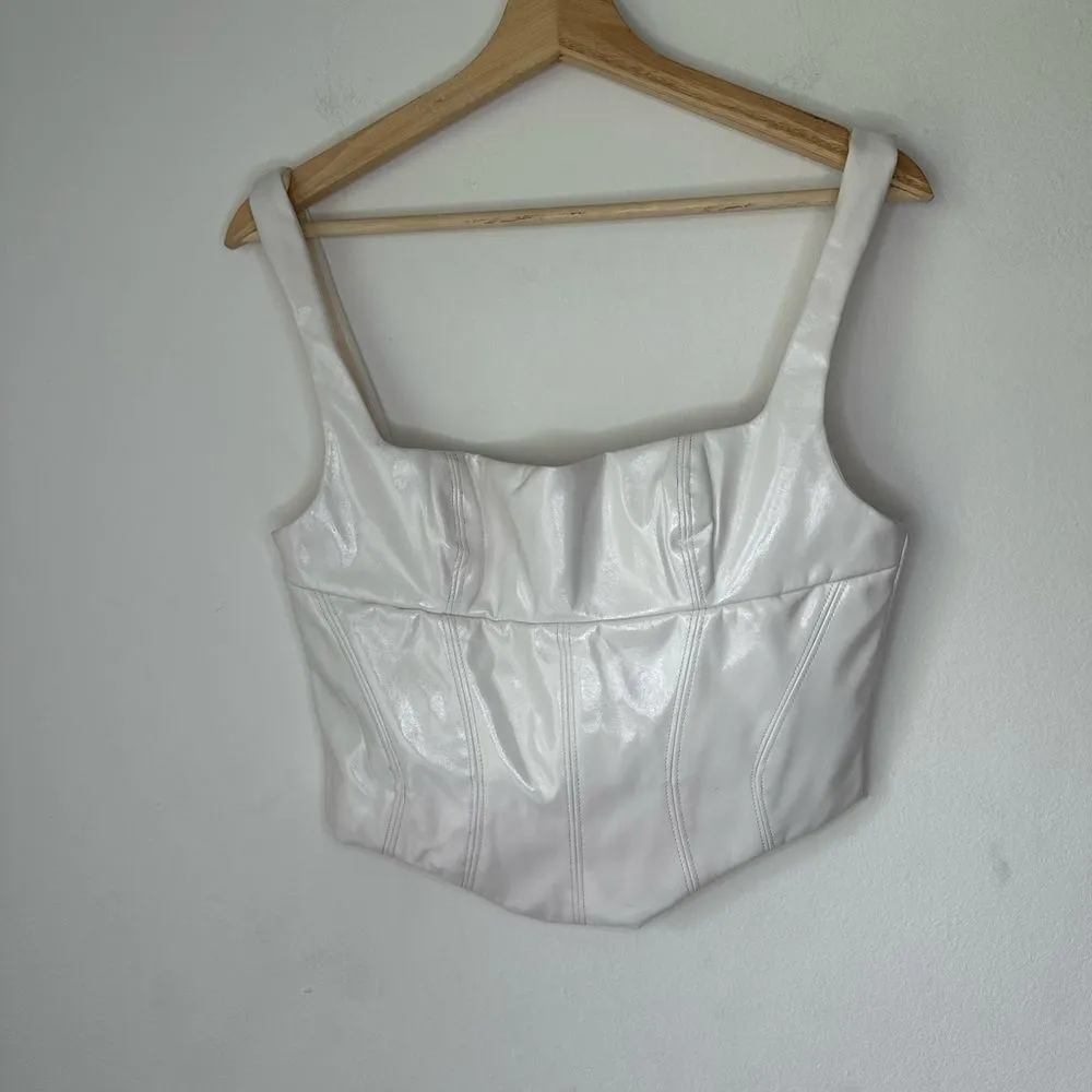 Mistress Rocs Off White Vinyl Corset Size M Square Neck Line Size M - Image 3