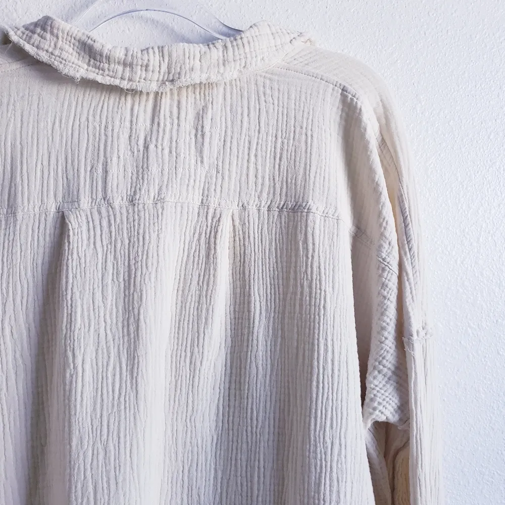 Pink Lily Let Me Adore You Button Down Front Gauze Long Sleeve Blouse - Image 7