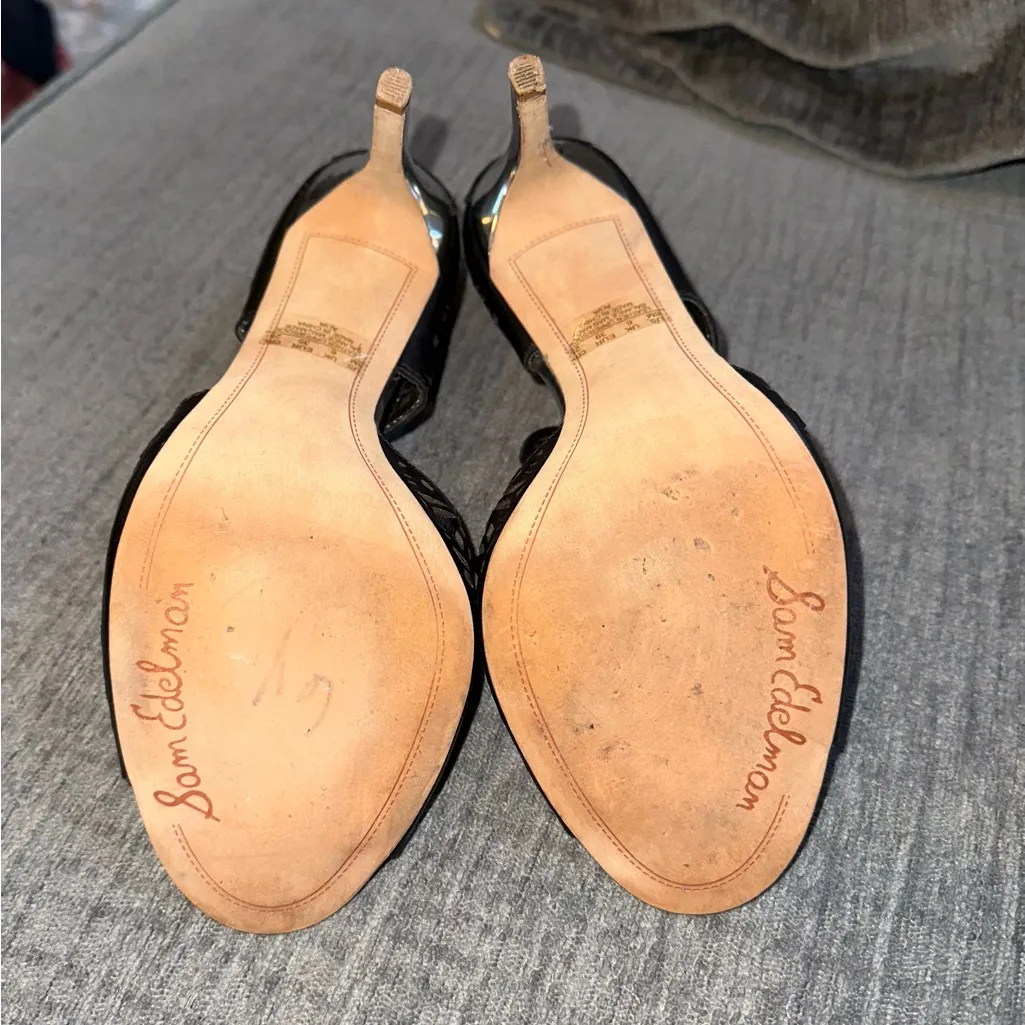 Sam Edelman Alva Black Cutout & Silver Metallic Heels size 8 excellent condition - Image 7