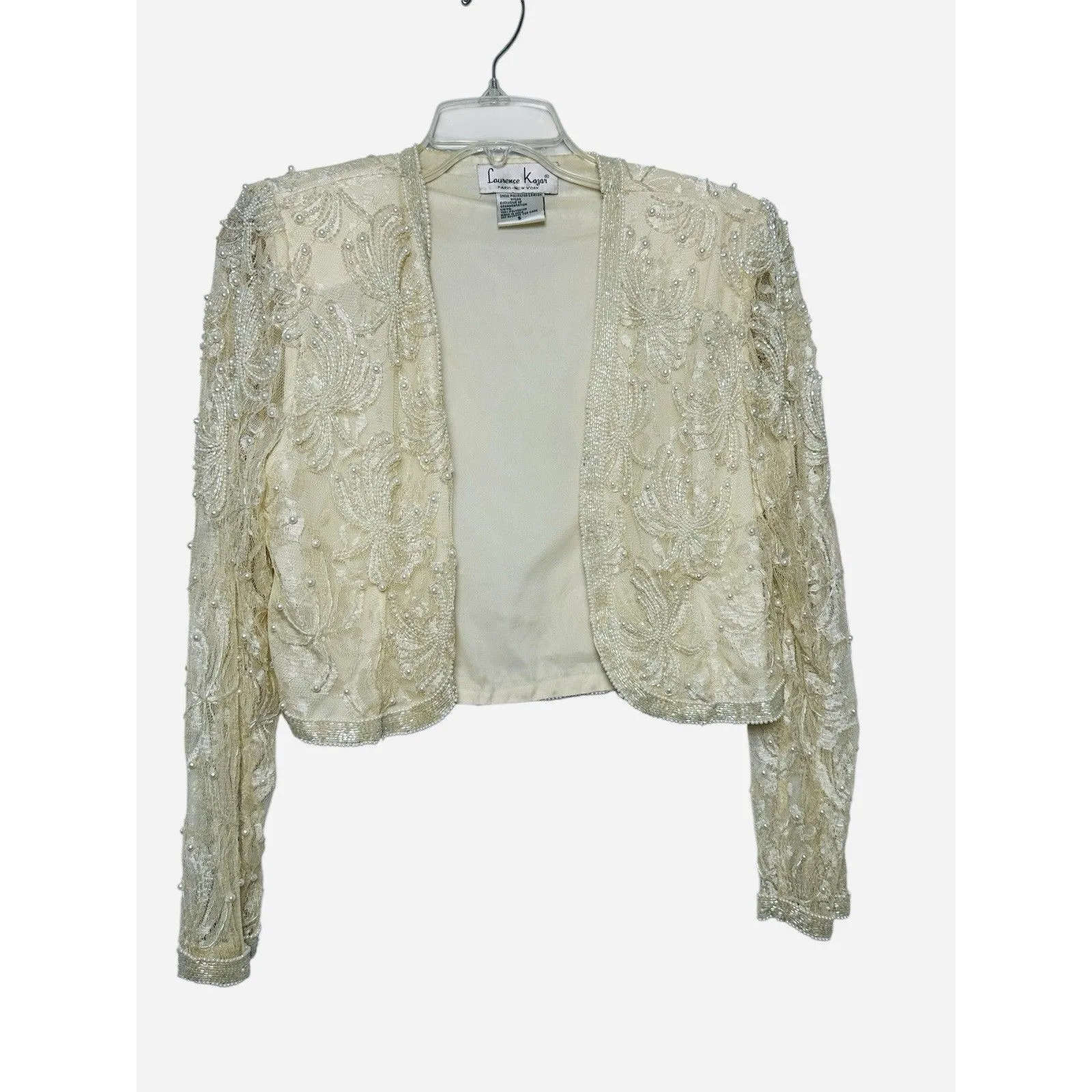 Vintage‎ Beaded Sequins Lace Glam Sheath Wedding Bride Cocktail Dress Sz Small - Image 7