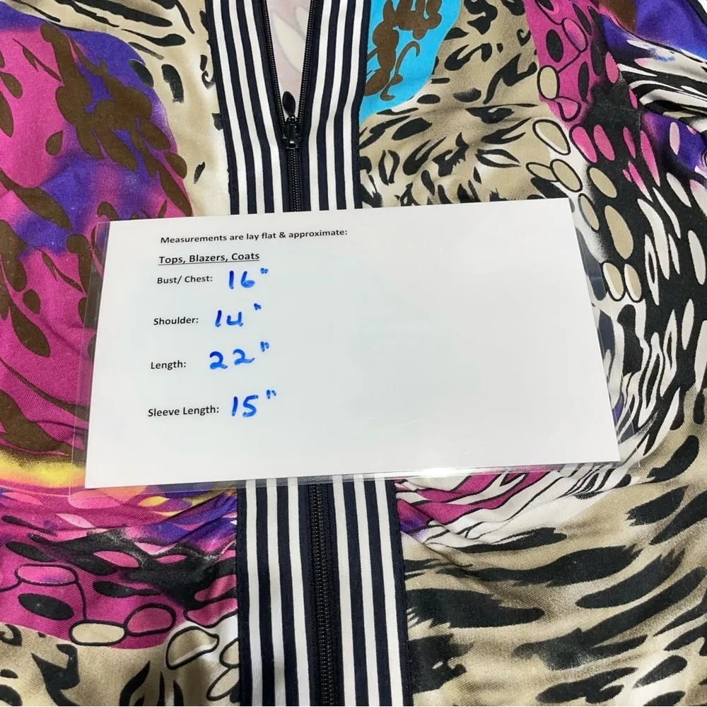 Joseph Ribkoff Size 2 Stretch Jacket Zips Light Weight Animal and abstract print - Image 9