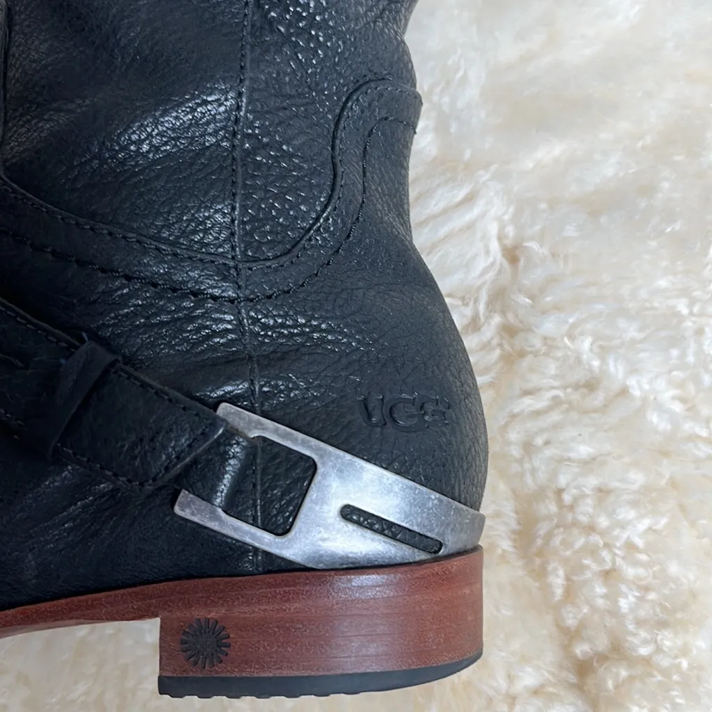 UGG Black Leather Knee-High Boots size 8 - Image 2
