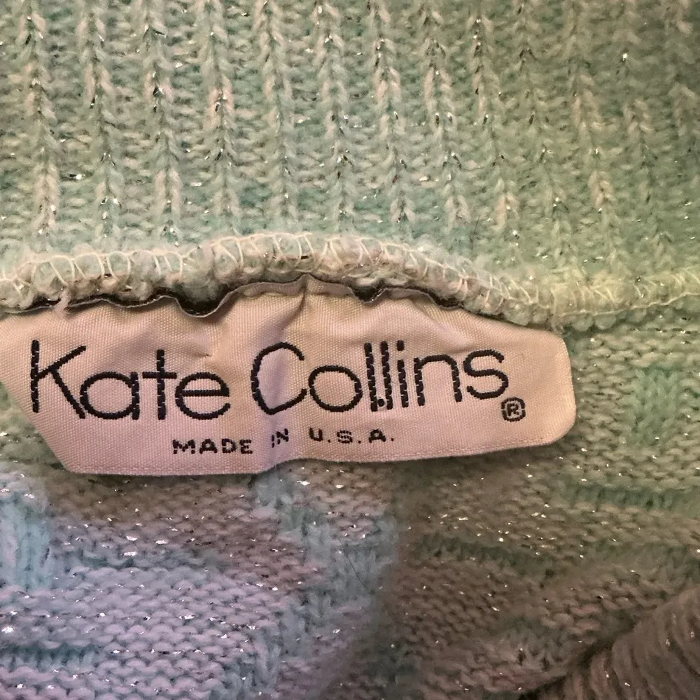 Vtg 80s mint green sparkly oversized sweater Size L - Image 2