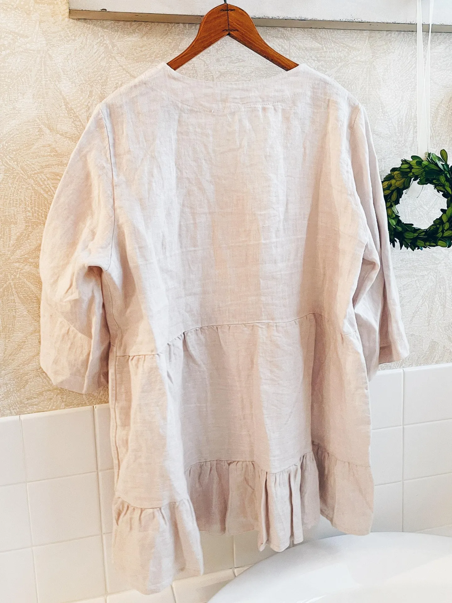 Laura Bianchi 100% Linen Top Tan Size L - Image 3