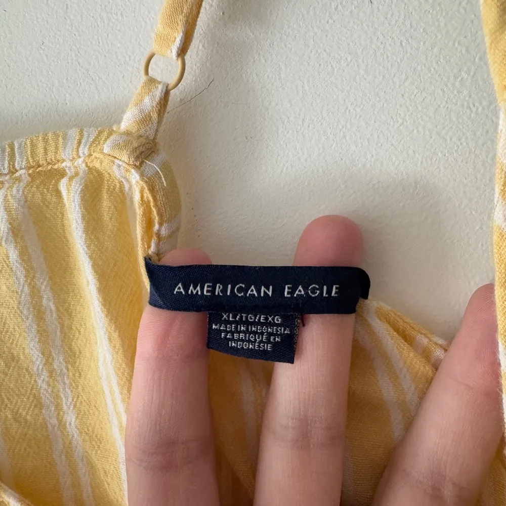 Womens Yellow Cross Strap Babydoll Striped Top - Image 4