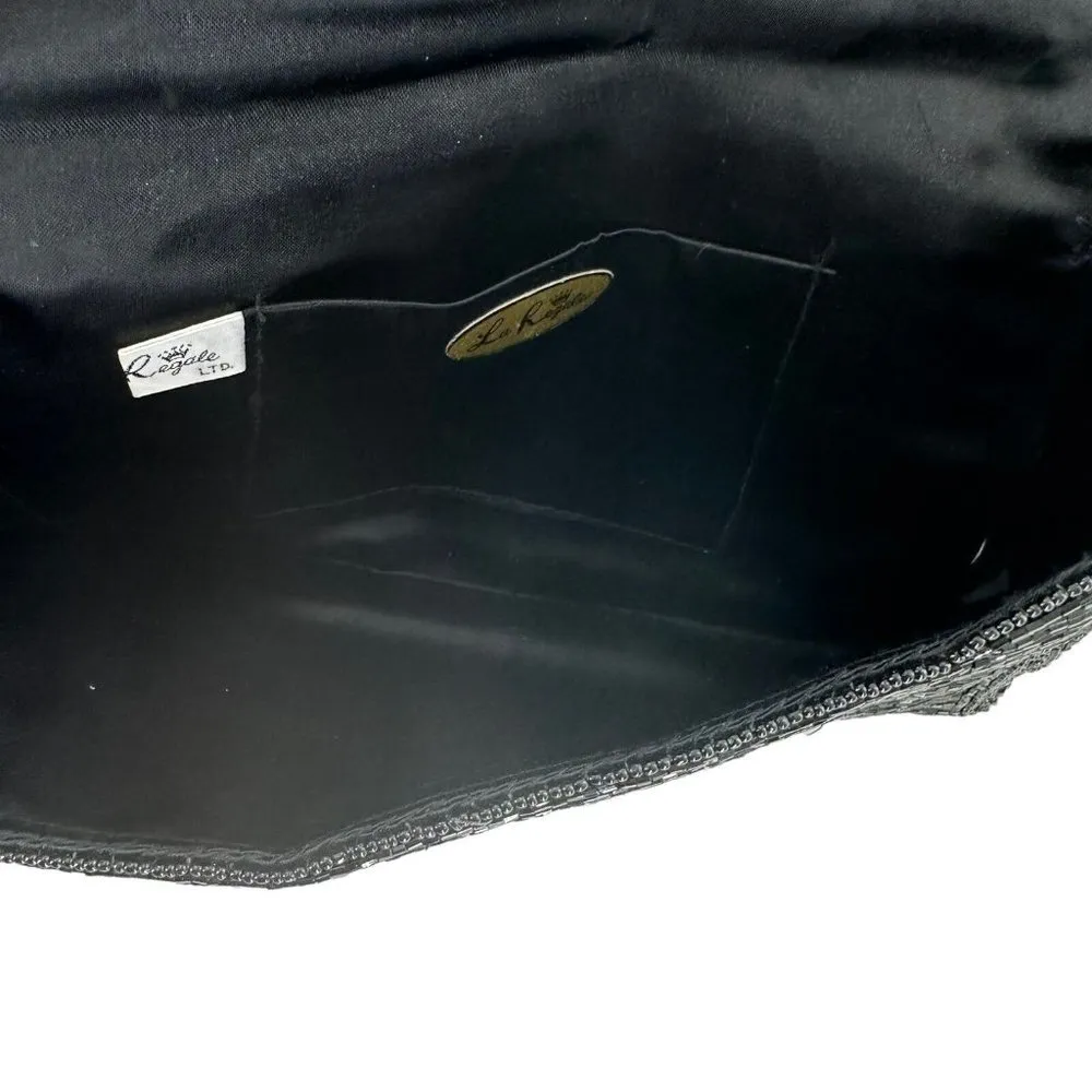 Vintage 90's La Regale Black Beaded Bow Evening Shoulder Bag Handbag - Image 6