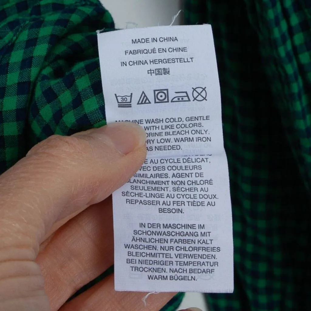 J. Crew Womens Plaid Gingham Button Shirt Size‎ 8 Green Long Sleeve Preppy Work - Image 7