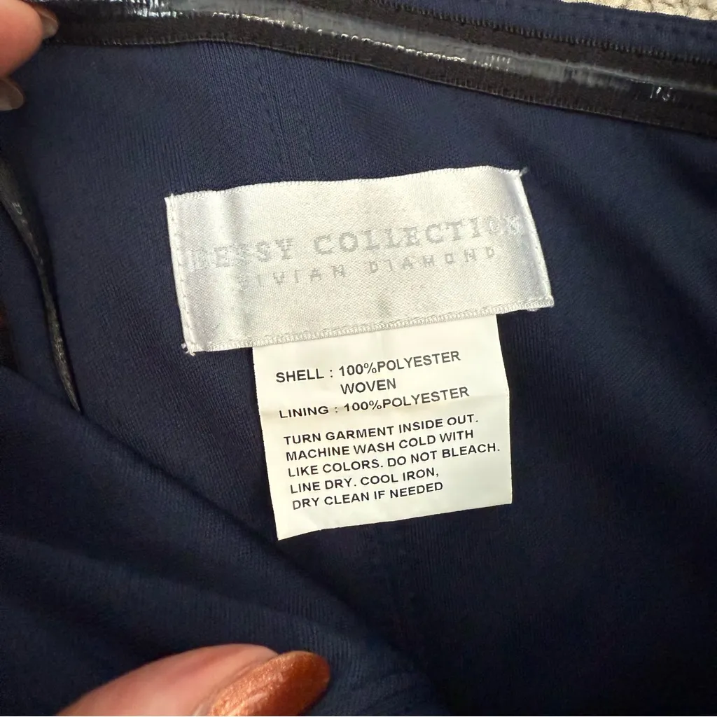 Dessy Collection 3066 Strapless Crepe Jumpsuit Navy Blue 0 - Image 5